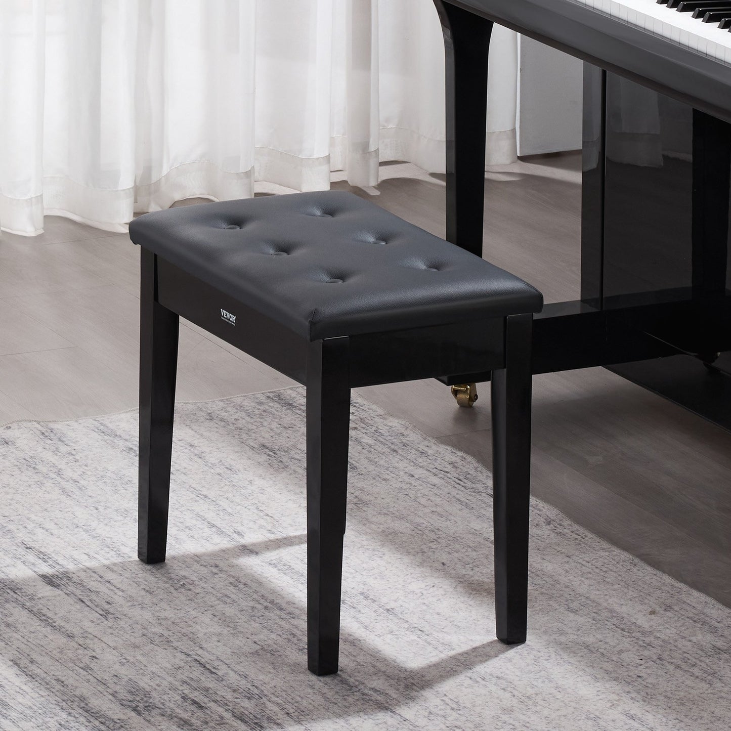 Piano Bench, 22" x 13.78" x 19", Keyboard Piano Chair with High-Density Padded Cushion, Storage Compartment for Music Books, Wooden Piano Bookcase Stool Seat, for Vanity, Living Room, Bedroom - Image 8