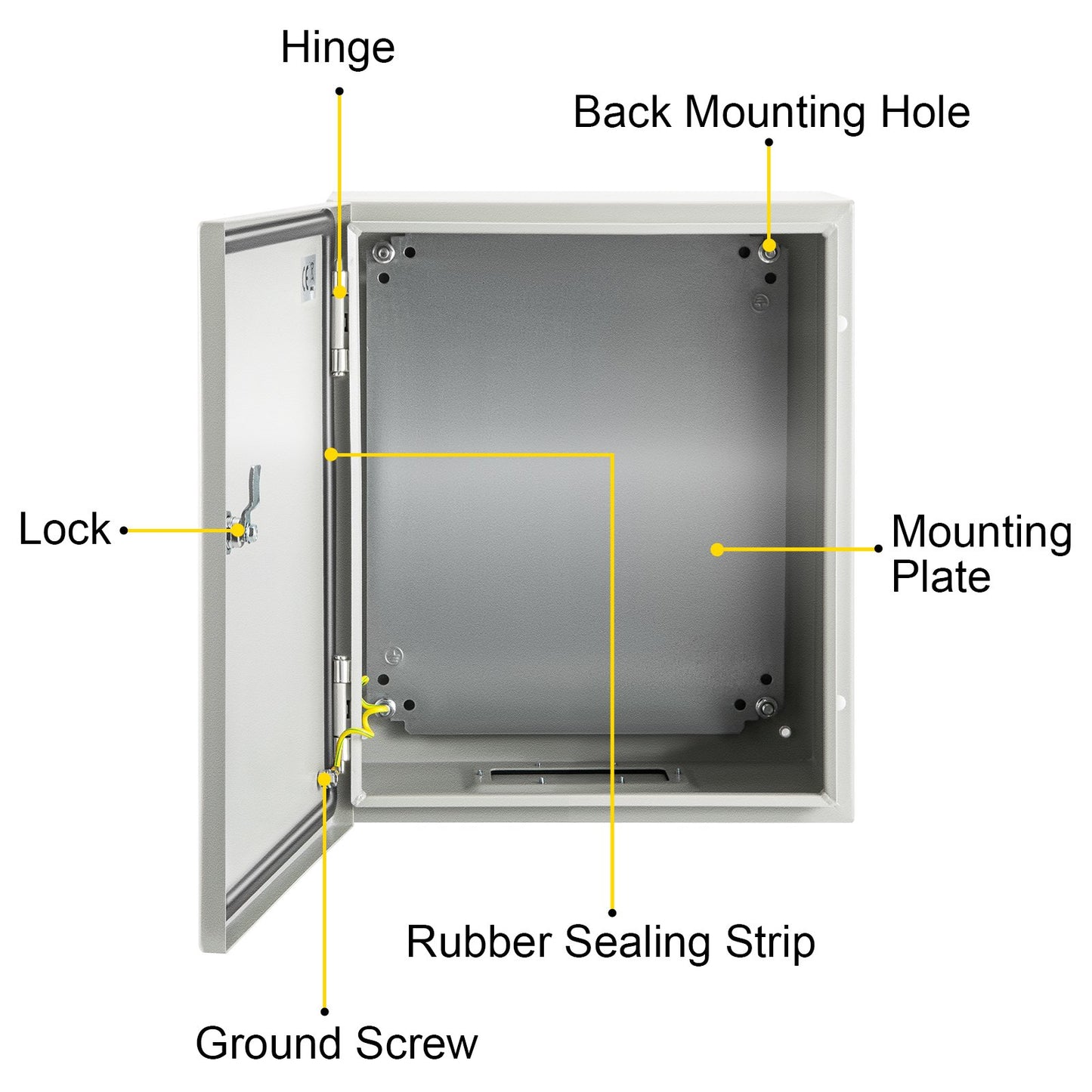 NEMA Steel Enclosure, 25 x 20 x 15 cm NEMA 4X Steel Electrical Box, IP66 Waterproof & Dustproof, Outdoor/Indoor Electrical Junction Box, with Mounting Plate - Image 9