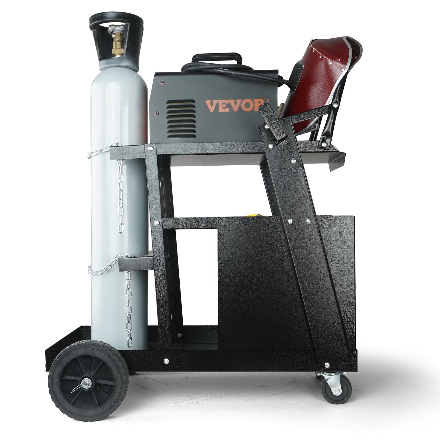 Welding Cart, 2-Tier 4 Drawers Welder Cart with 265 LBS Weight Capacity, Swivel Wheels, Tank Storage Safety Chains, Heavy Duty Rolling MIG Welder Cart for Mig Welder and Plasma Cutter - Image 9