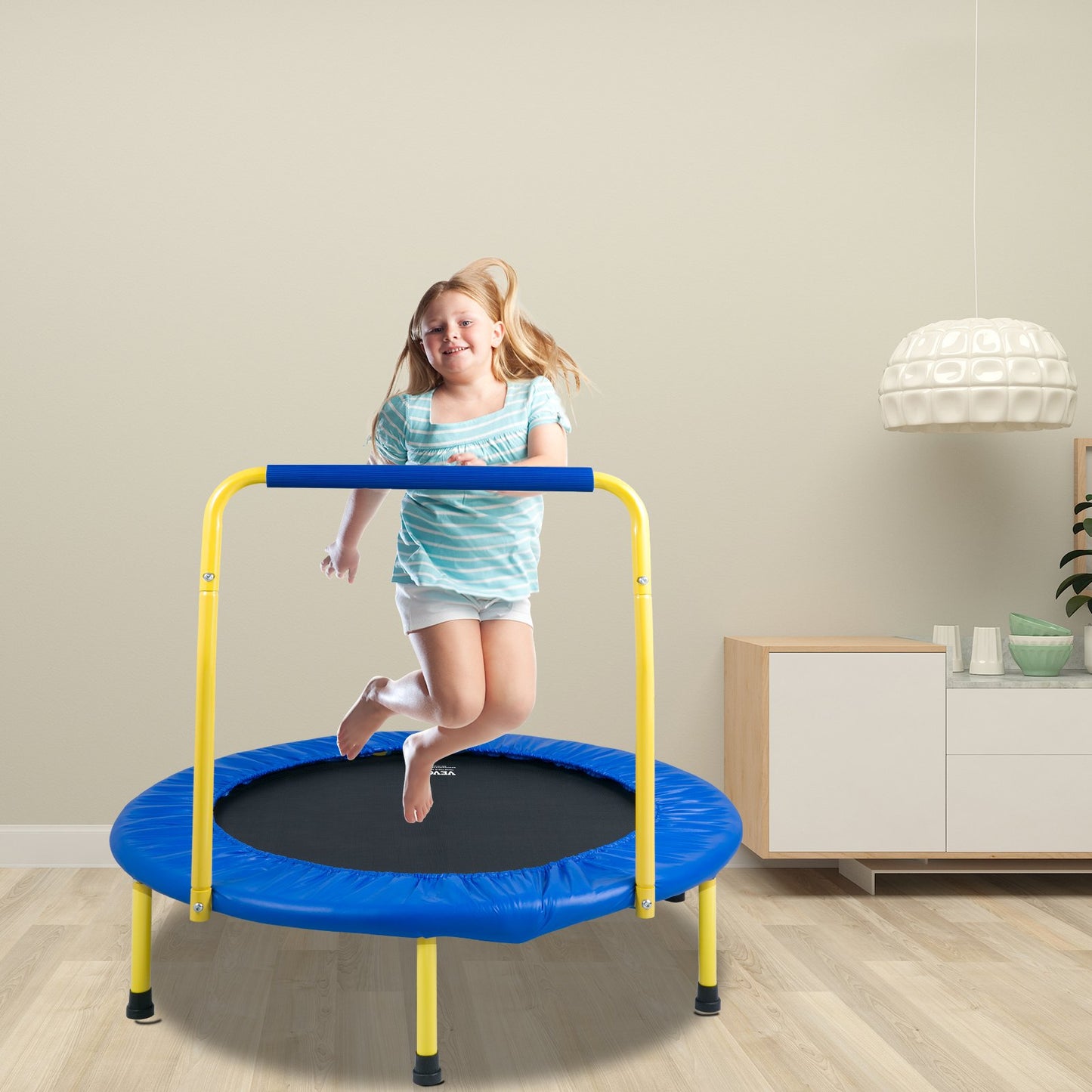 3FT Trampoline for Kids, 92 cm Trampolines Indoor/Outdoor Trampoline for Toddlers, Foldable Mini Baby Trampoline with Foam Handle, Recreational Trampoline Birthday Gift for 3+ Years Kids - Image 8