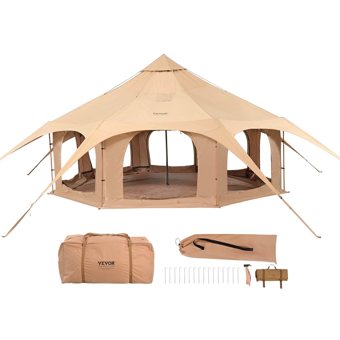 Canvas Tent 4 Seasons 5 m/16.4 ft Bell Tent for Camping with Stove Jack - Image 9