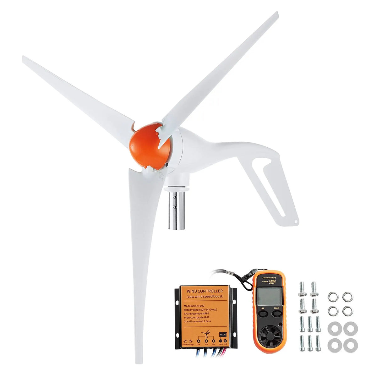 500W Wind Turbine Generator, 12V Wind Turbine Kit, 3-Blade Wind Power Generator with Anemometer, MPPT Controller & Adjustable Windward Direction, Suitable for Home, Farm, RVs, Boats - Image 9