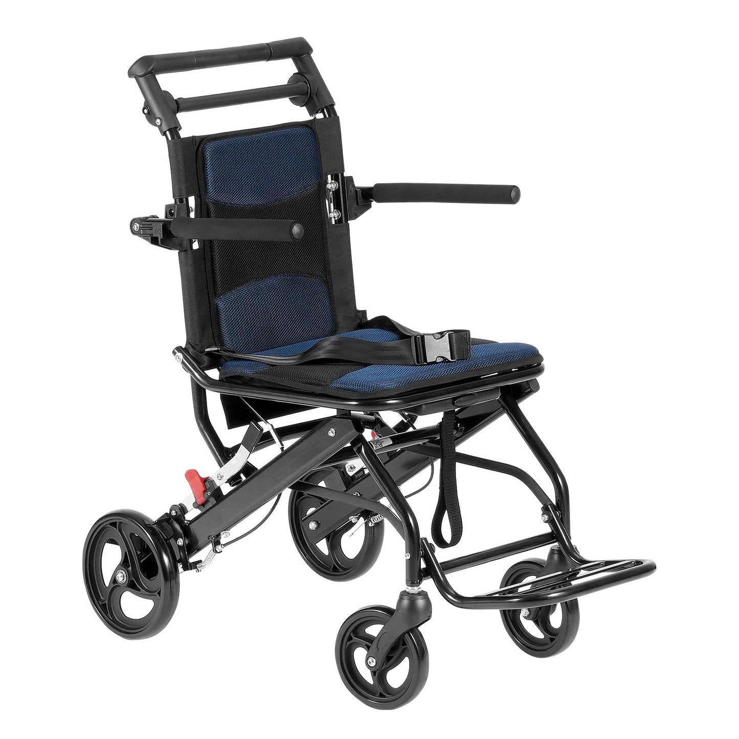 Wheelchair, Aluminum Alloy Ultra-Lightweight Transport Chair for Adults, Foldable Cabin Wheelchair with Flip-Back Desk-Length Arms, Self-locking Brake, 15.75-Inch Wide Seat, 220lbs Load - Image 9