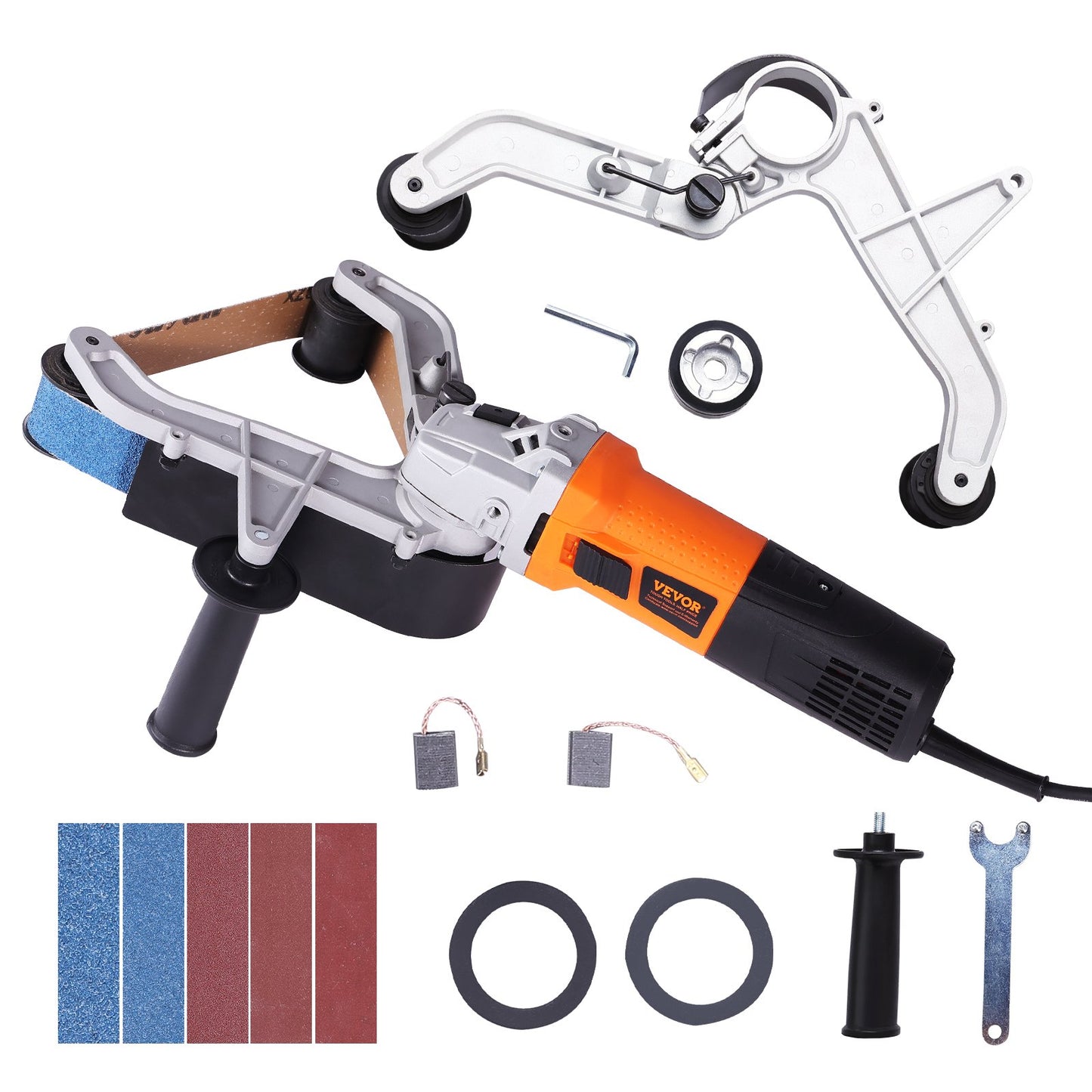 Pipe Tube Polisher Sander, 1300W Pipe Belt Sander with 6 Variable Speeds 1100-3200rpm, Professional Belt Sander Grinding Machine with 50PCS Sanding Belts for Burnishing Finishing Rust Removal - Image 9