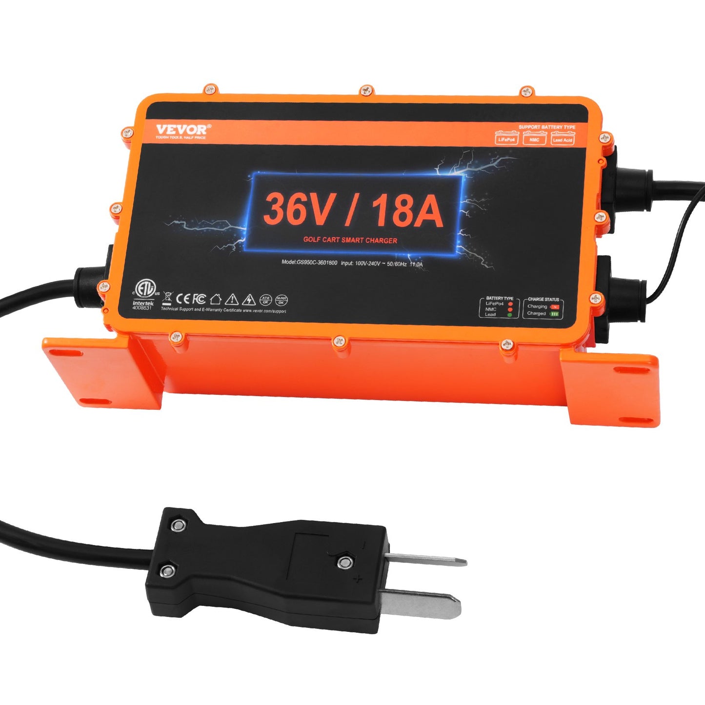 Golf Cart Battery Charger, 18 AMP, Smart Club Car Charger with Crowfoot Plug, Compatible with Lead-Acid AGM/GEL/EFB MF NMC LiFePO4 Batteries for Club Car EZGO Yamaha, IP67 ETL Certified - Image 9