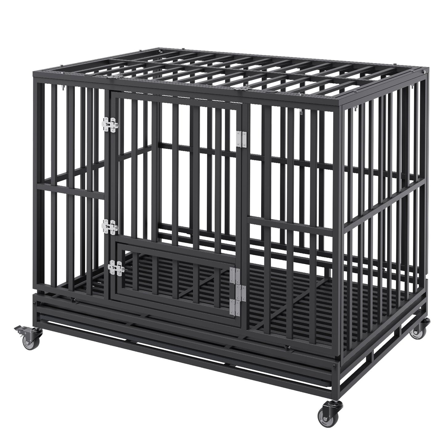 47 Inch Heavy Duty Dog Crate, Indestructible Dog Crate, 3-Door Heavy Duty Dog Kennel for Medium to Large Dogs with Lockable Wheels and Removable Tray, High Anxiety Dog Crate for Indoor & Outdoor - Image 9