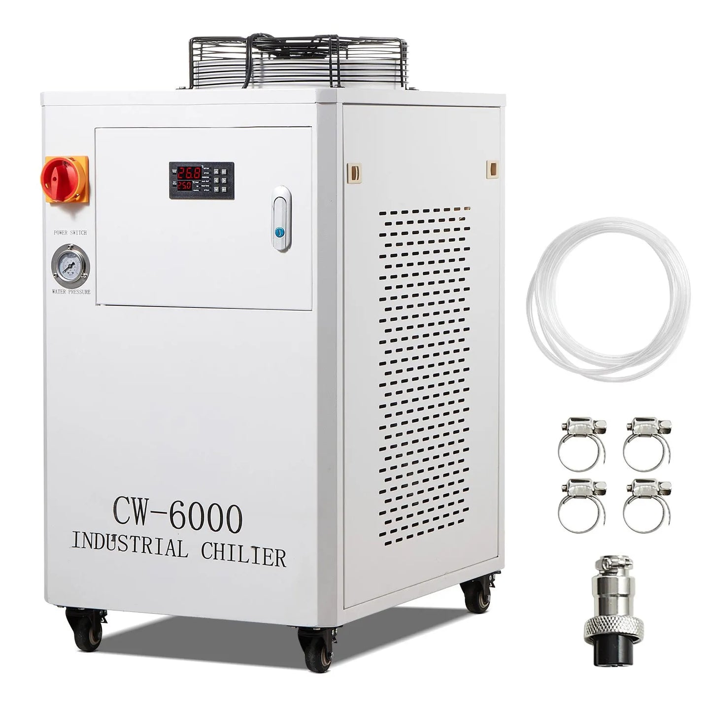 Industrial Water Chiller, CW6000, 1500W Industrial Water Cooler Cooling System with Compressor 15L Water Tank Capacity 65 L/min Max Flow Rate, for CO2 Laser Engraving Machine Cooling Machine - Image 9