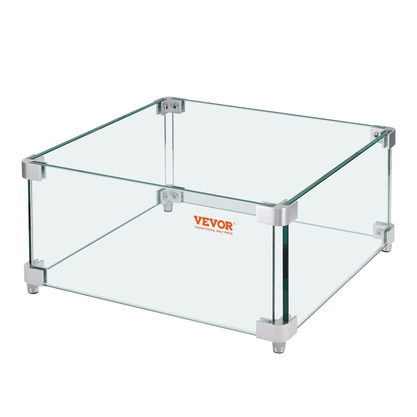 Gas Fire Pit Wind Guard for Square Fire Table, 380 x 380 x 180 mm Clear Tempered Wind Guard for Firepits, 8mm Thick Square Glass Shield, Glass Panel with Hard Corner Bracket & Feet - Image 9