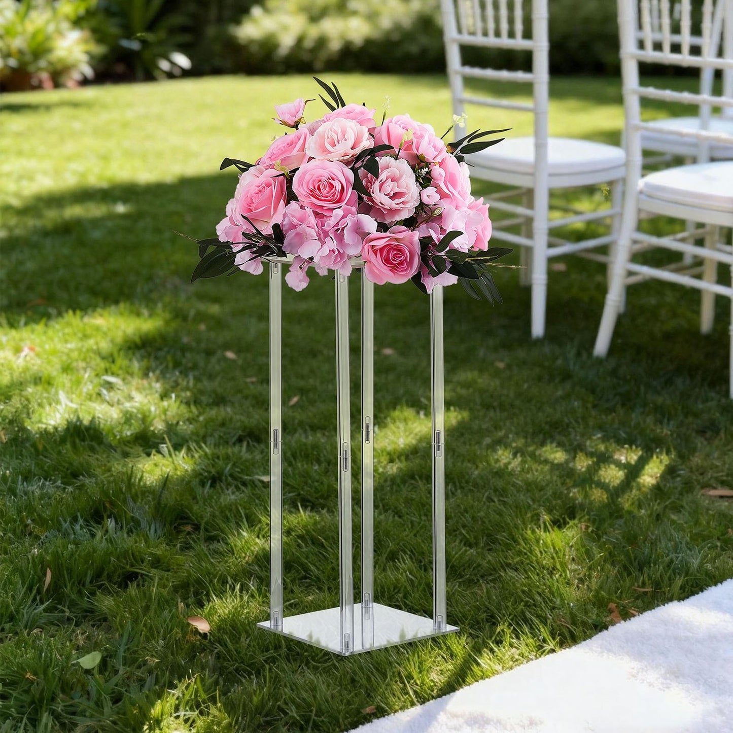 Wedding Flower Stand, 10PCS 50cm Column Flower Stand, Floral Stands with Acrylic Laminate, Cylindrical Cubic Floral Display Rack for Wedding, Party, Birthday, Home, Centerpiece Stands - Image 8