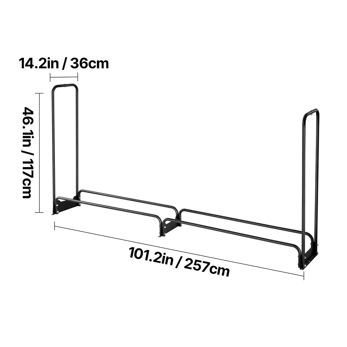 Firewood Rack with Waterproof Cover, 2.57m Outdoor Firewood Holder, 1/2 Cord Storage Metal Log Holder, 299kg Max Weight Capacity, Top Covered, Powder-Coated Wood Storage Rack for Fireplace Deck - Image 8