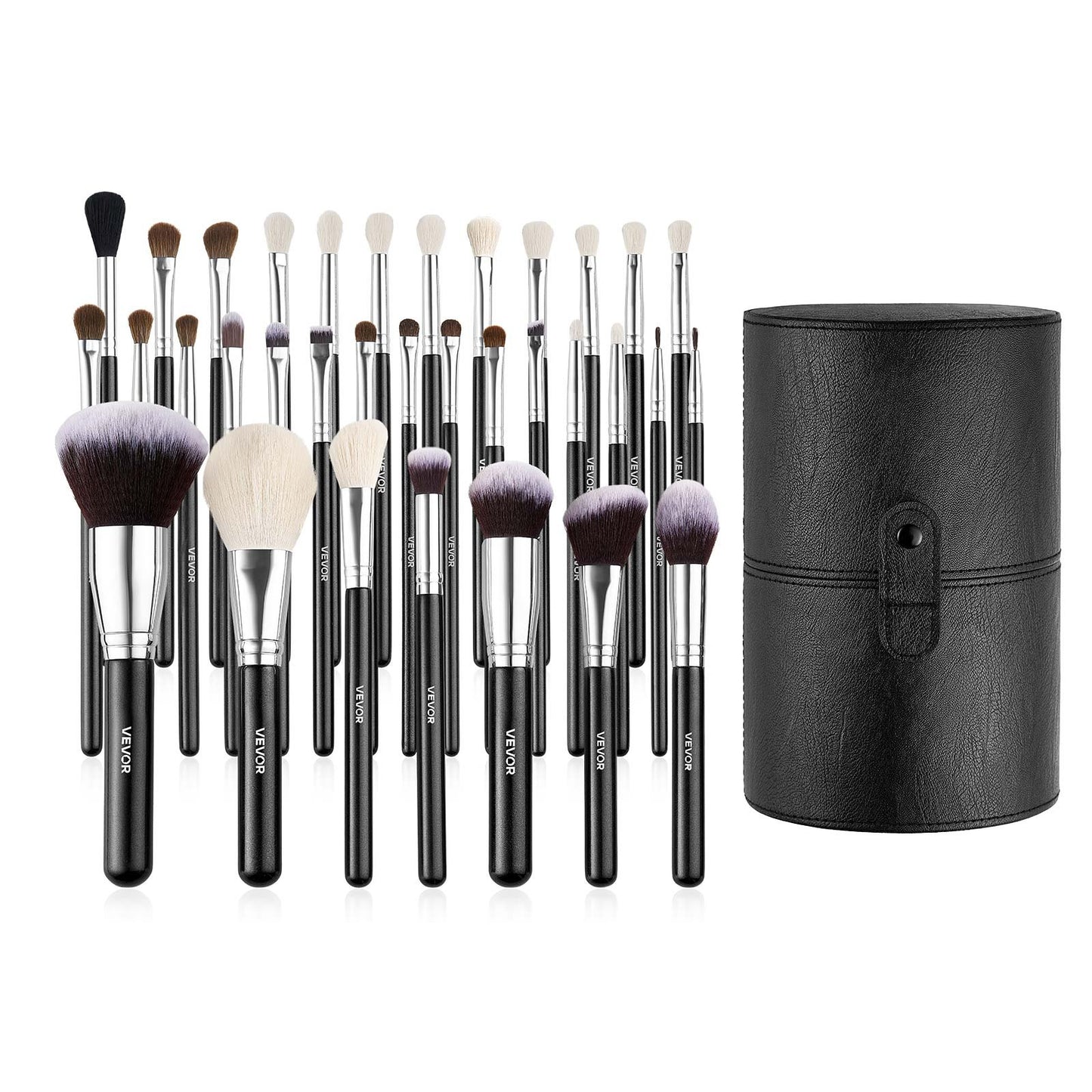 34-Piece Makeup Brush Set, Professional Brushes Kit for Foundation Blending Eyeshadow Concealer Blush - with Soft Bristles, Ergonomic Wood Handle, Travel-Friendly Case Included - Image 9