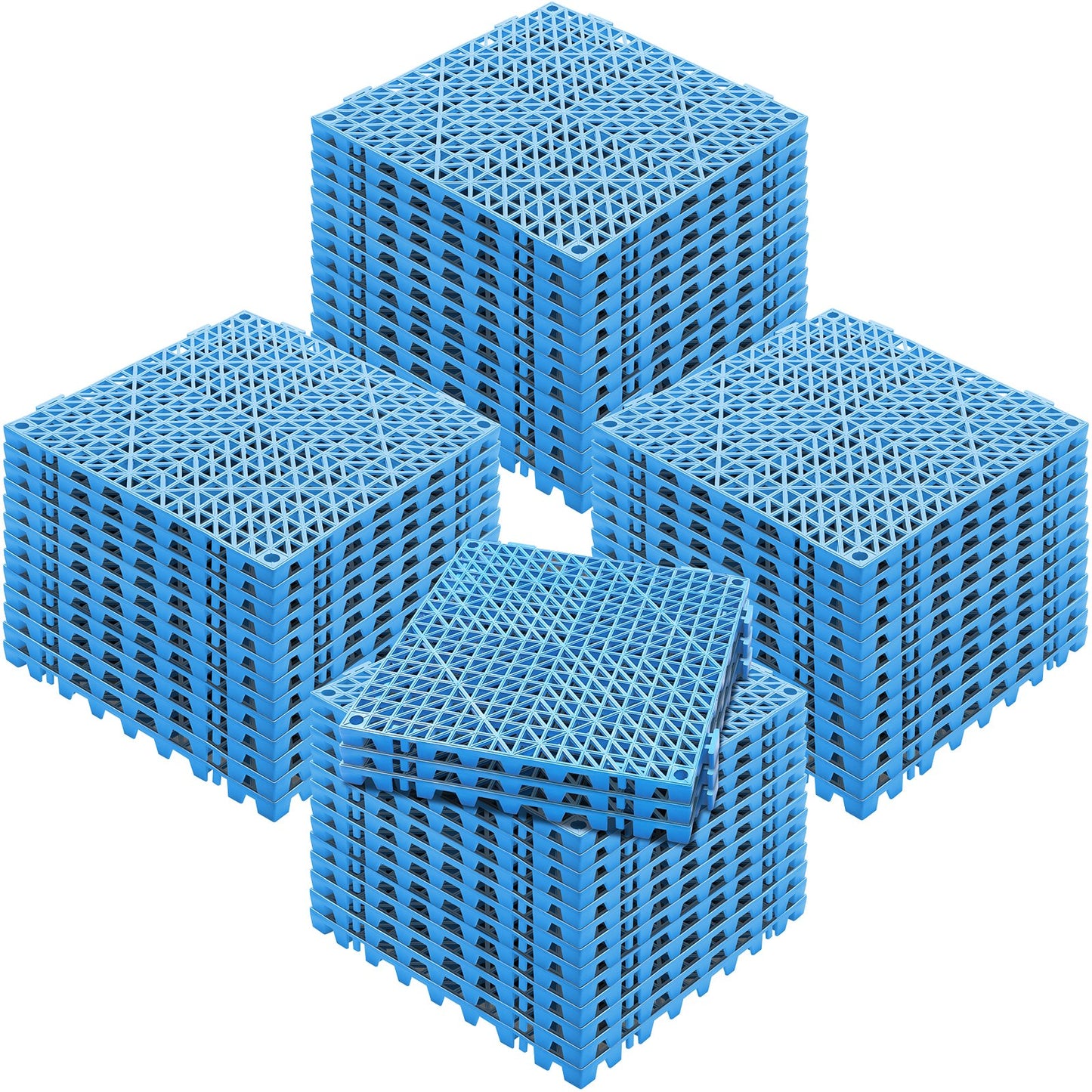 Modular Interlocking Cushion, 55 Pack 30 x 30 cm Splicing Drainage Mats, Soft PVC Interlocking Drainage Floor Tiles, Non-Slip Drainage Holes for Restroom, Bathroom, Kitchen, Pool, Wet Area, Blue - Image 9