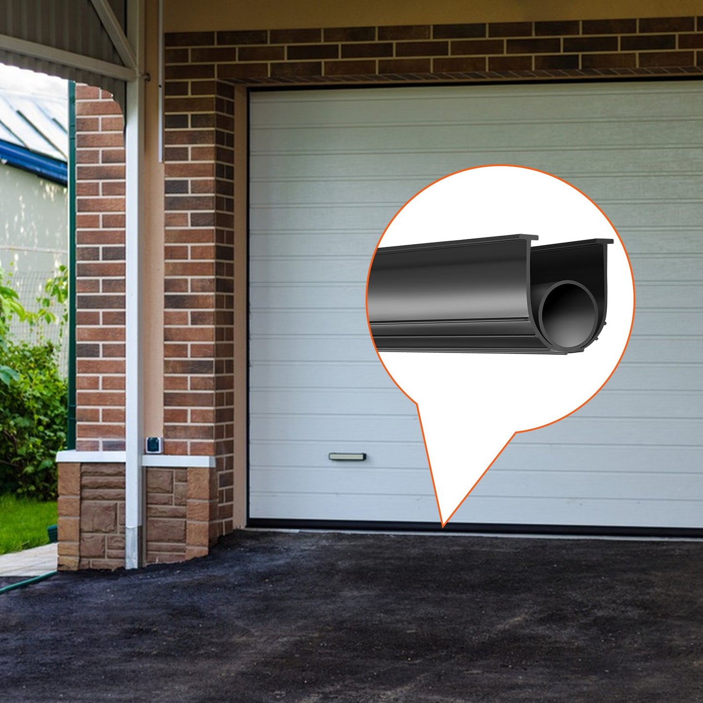 Garage Door Seals Bottom Rubber, U Shape +O Ring Combination Garage Door Bottom Weather Seal, 20ft Weatherproofing Garage Door Seal, 5/16 inch T-ends and 3 3/4 inch Width, for Doors, Black - Image 8
