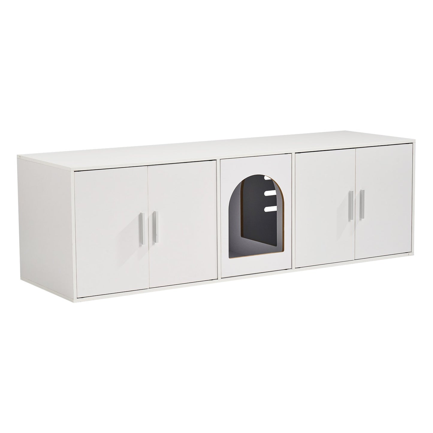 Cat Litter Box Enclosure Wooden Litter Box Furniture Hidden 57.9" White - Image 9