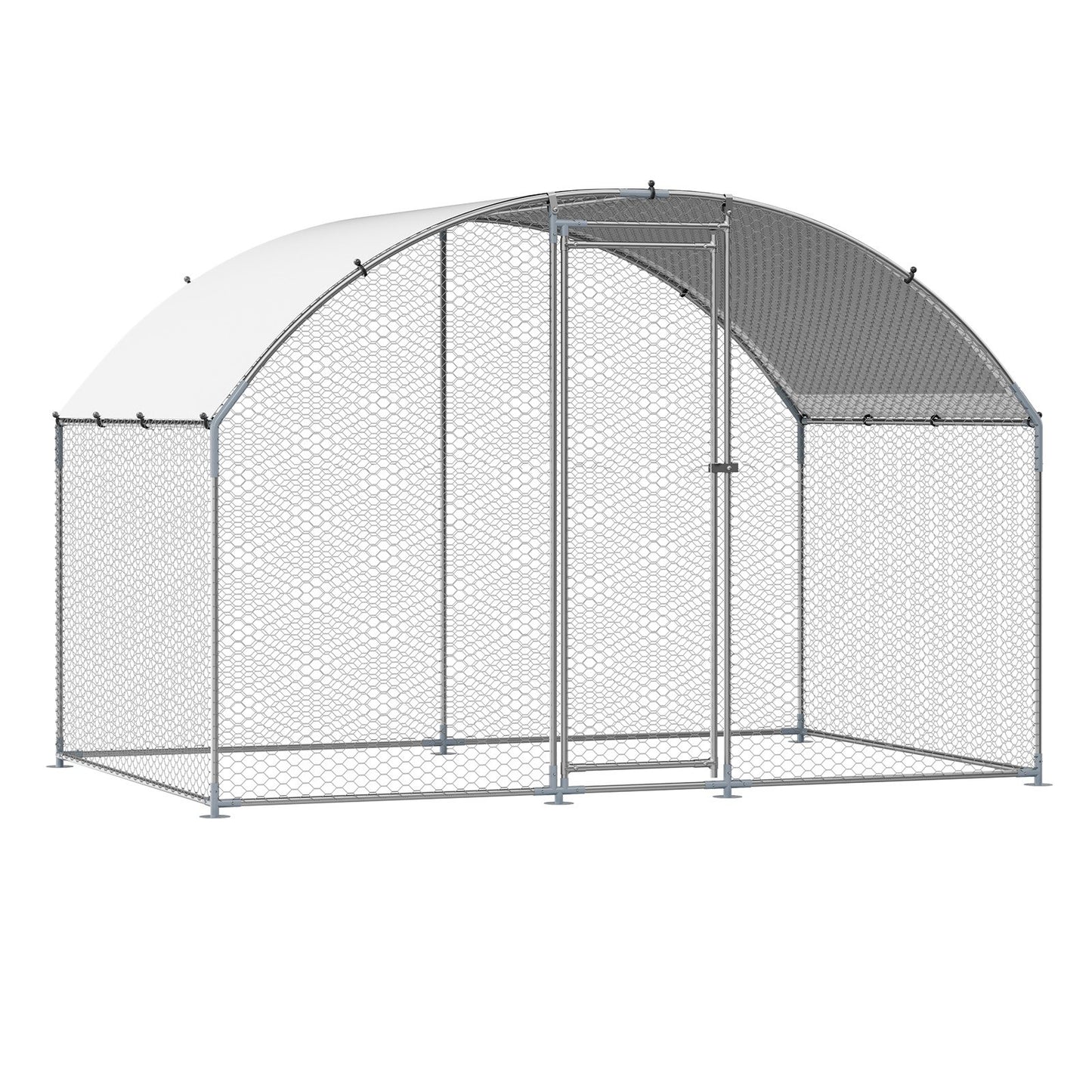 Metal Chicken Coop, 9.8x6.5x6.5ft Large Walk-in Chicken Runs with Cover, Doom Roof Hen House Enclosure with Security Lock, Outdoor Duck Rabbit Cage Poultry Pen for Backyard, Farm, Yard - Image 9