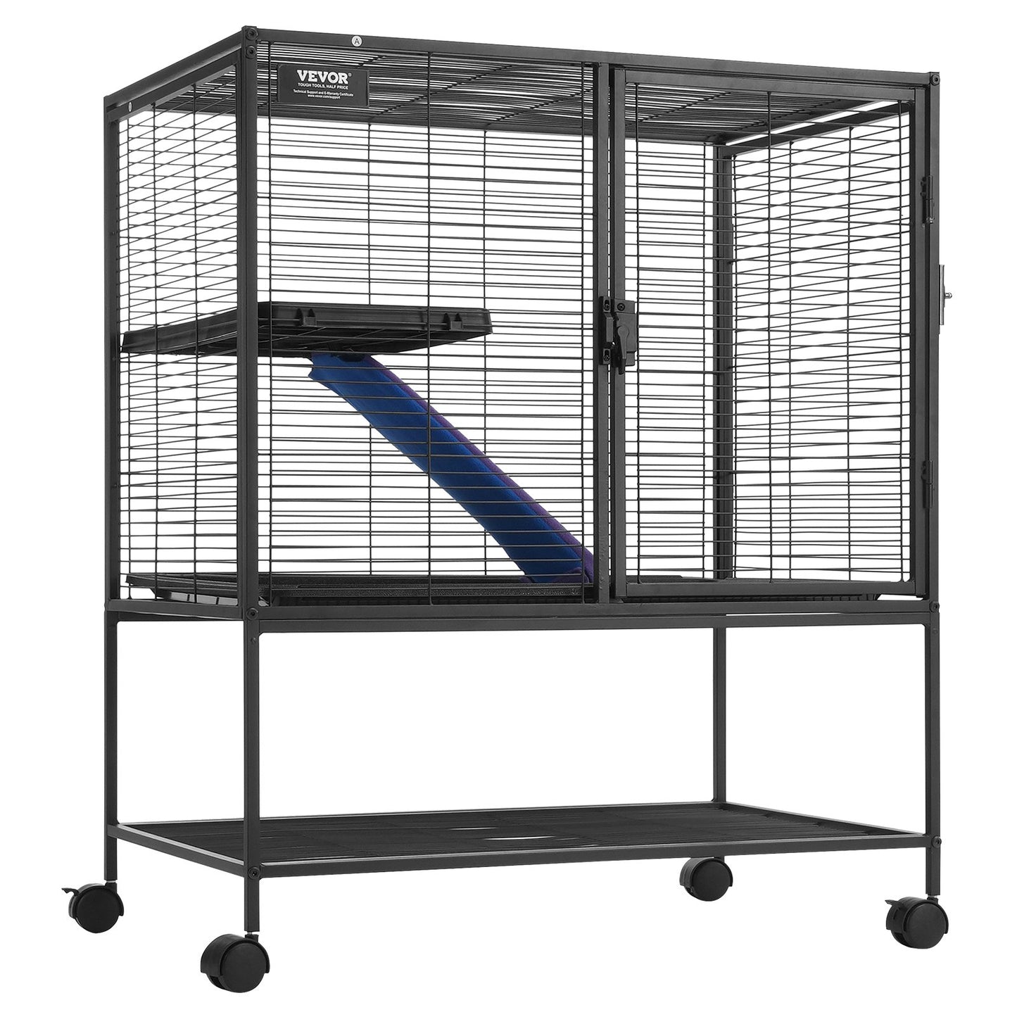 36" Metal Small Animal Cage 2-Tier Rolling Ferret Cage with Tray A Ramp - Image 9