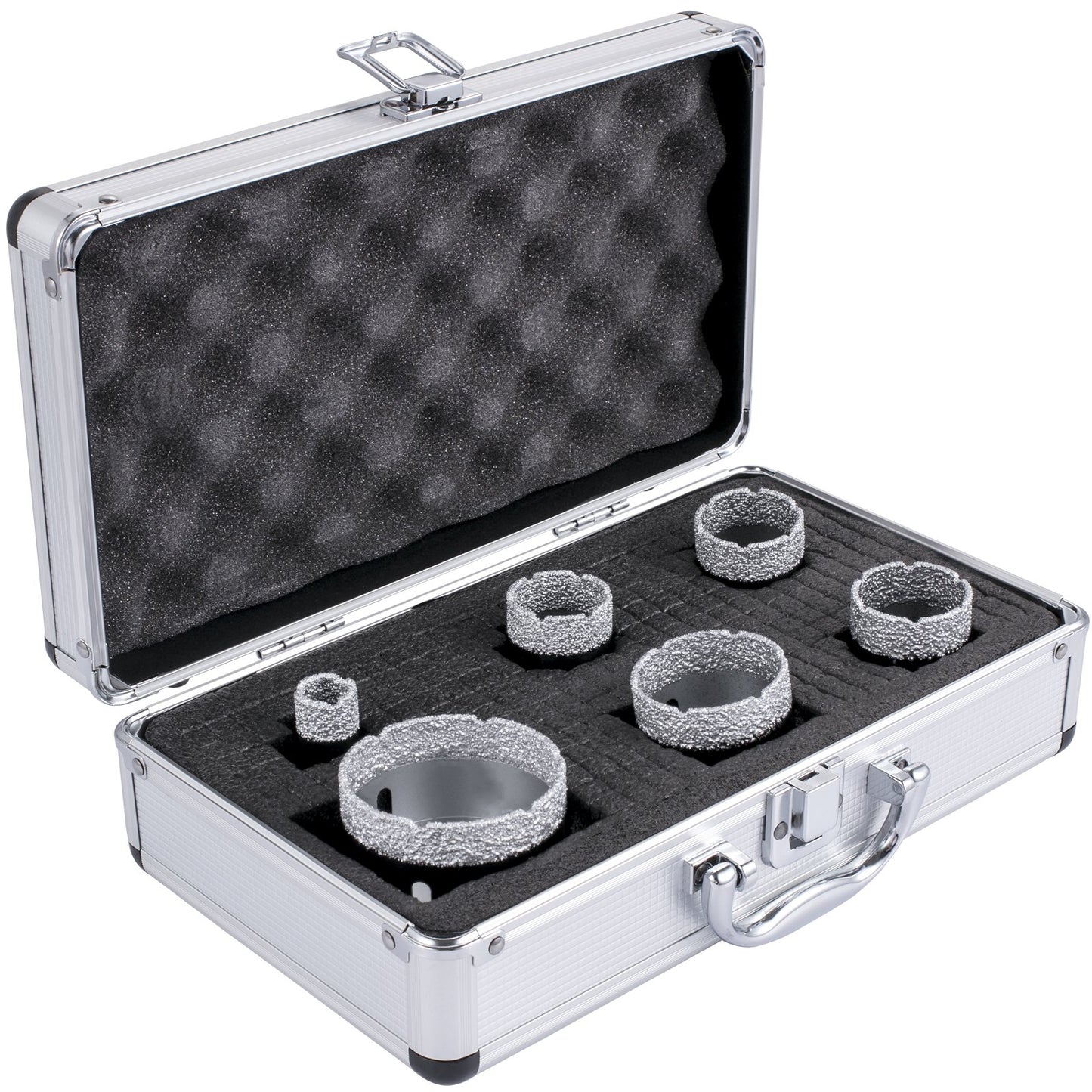Diamond Drill Bits 6PCS Diamond Hole Saw 20/35/40/50/55/68mm Tile Hole Saw Kit Vacuum Brazed Diamond Drill Bit 0.59in/15mm Segment Tile Hole Saw w Storage Case for Tile Ceramic Porcelain Marble - Image 9