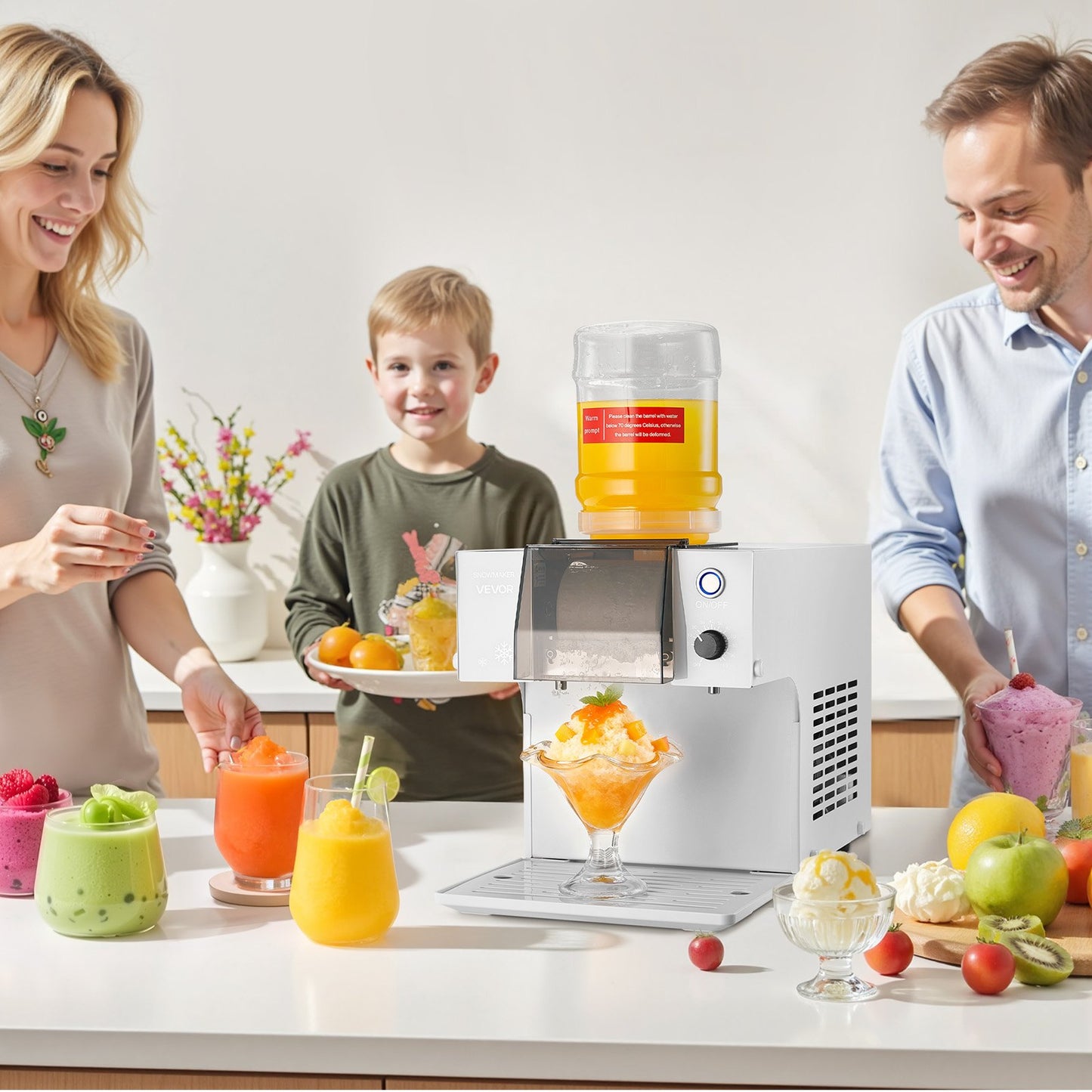 Snowflake Ice Machine, 40KG/24H Snowflake Ice Maker, Ice-Shaver Machine with Stainless Steel Blade, Electric Snow Cone Maker with 1.8L Tank, 90S Fast Pre-Cooling, for Home & Small Gatherings - Image 8