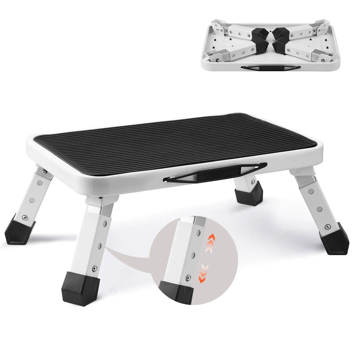 Step Stool 1-Step 150KG Capacity, Folding Steel Step Ladder 3 Adjustable Height, Portable Toddler Step Stools for Adults, Non-Slip Sturdy Step Ladders for Office, RVs, Pets, Bathrooms,Bedrooms - Image 9