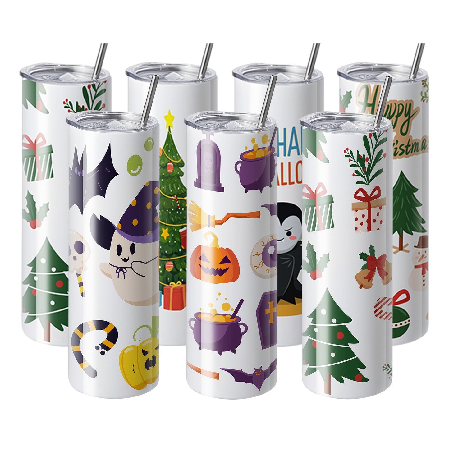 8 Pack Straight Sublimation Tumblers, 30 oz Blank Tumbler Bulk, Stainless Steel Double Wall Tumbler Cups with Straw, Lid, Brush, Base, Shrink Wrap, Gift Box, for Heat Press and Heat Transfer - Image 9