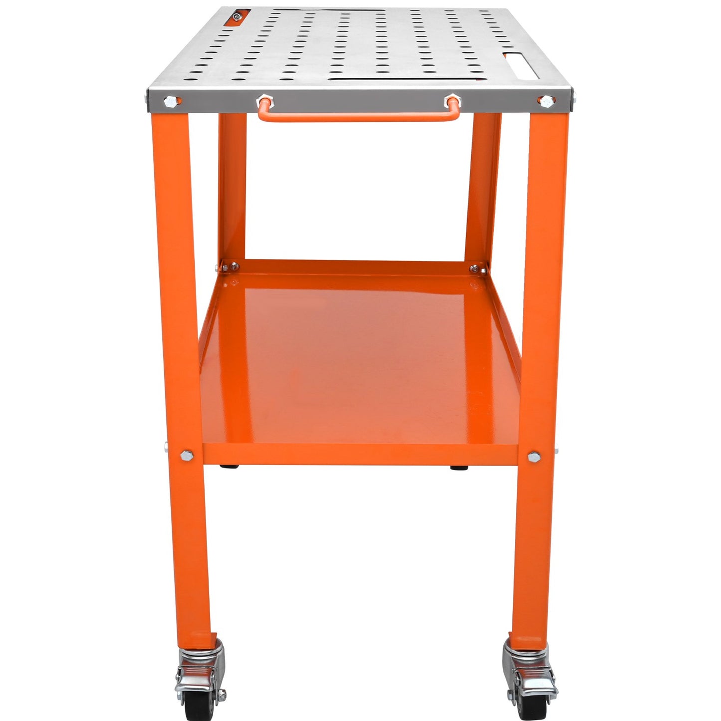 36" x 18" Welding Table, 1200lbs Load Capacity Steel Welding Workbench Table on Wheels, Portable Work Bench with Braking Lockable Casters, 4 Tool Slots, 5/8-inch Fixture Holes, Tool Tray - Image 9