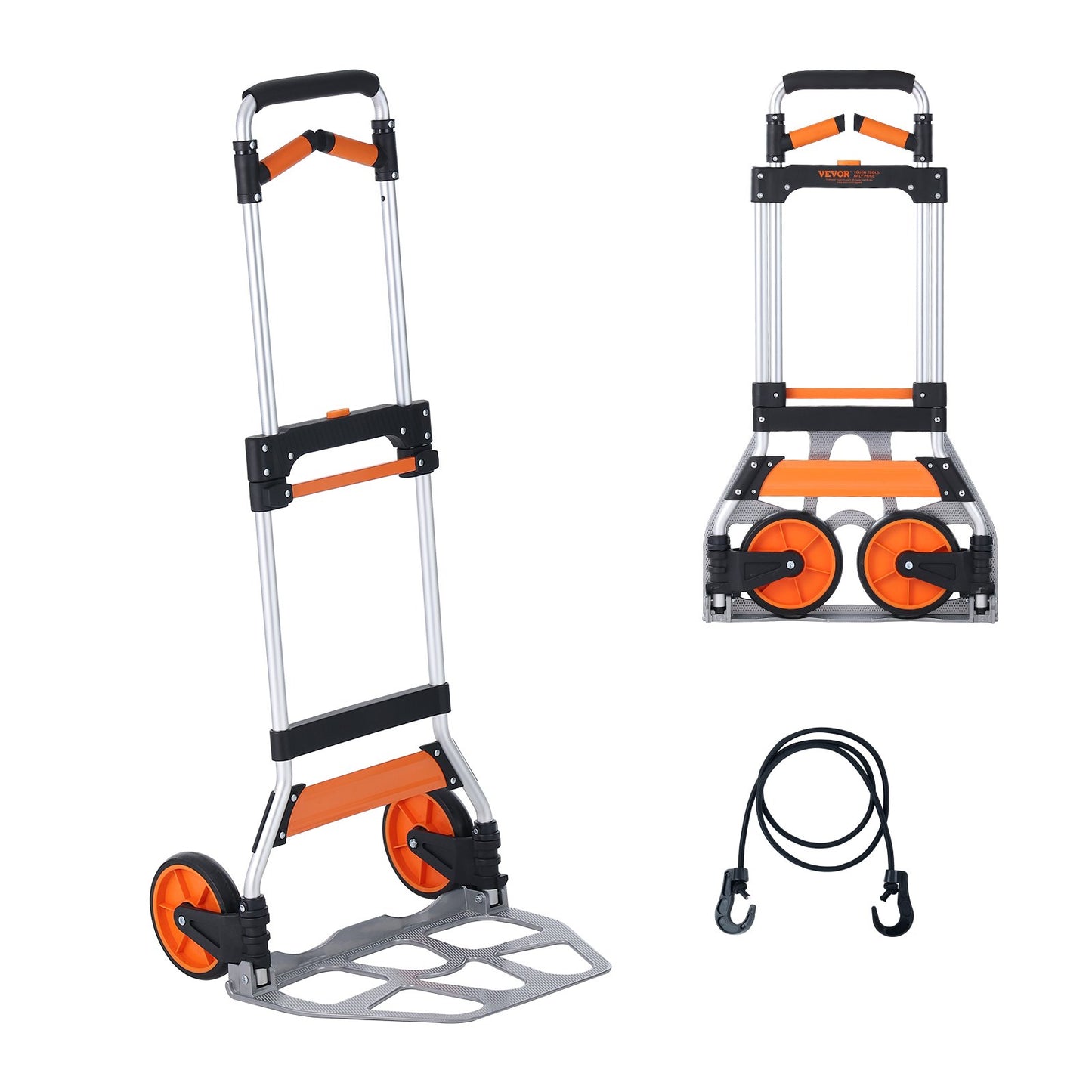 Folding Hand Truck, 140 kg Load Capacity, Aluminum Portable Cart, Convertible Hand Truck and Dolly with Telescoping Handle and PP+TPR Wheels, Ultra Lightweight Super Strong for Moving Warehouse - Image 9