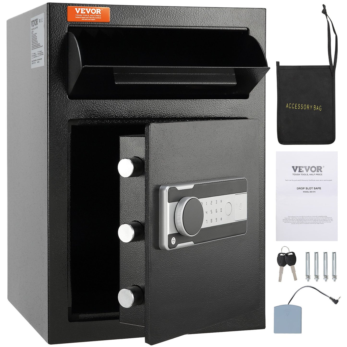 2.5 Cub Depository Safe, Deposit Safe with Drop Slot, Electronic Code Lock and 2 Emergency Keys, 20.27'' x 13.97'' x 13.97'' Business Drop Slot Safe for Cash, Mail in Home, Hotel, Office - Image 9