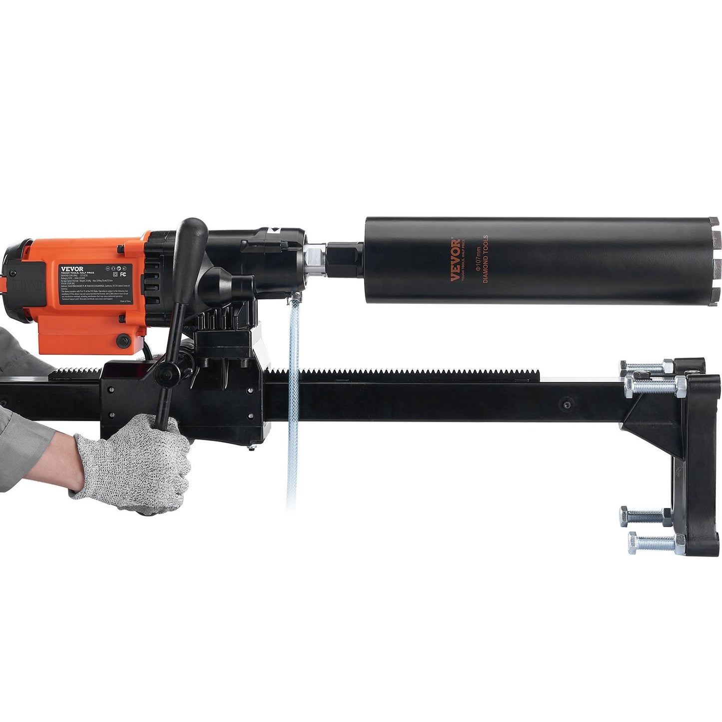 Diamond Core Drilling Machine, 8in Wet&Dry Concrete Core Drill Rig with Stand, 750RPM Speed & 1-1/4" 5/8" Thread & Lifting Handle, 8in Drilling Diameter for Concrete Brick Block Stone, 2500W - Image 9