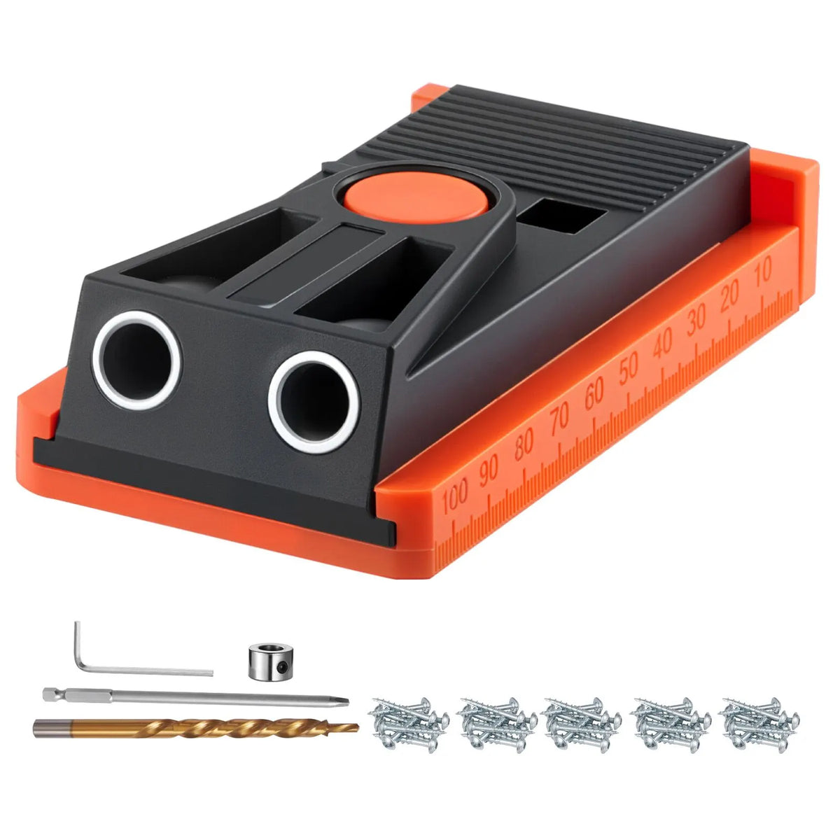 Pocket Hole Jig Kit, 12.7 to 38.1 mm Adjustable, Mini Jig Pocket Hole System with Step Drill, Hex Wrench, Drill Stop Ring, Square Drive Bit, and Screws, Reinforced Nylon Frame, for Woodworking - Image 9