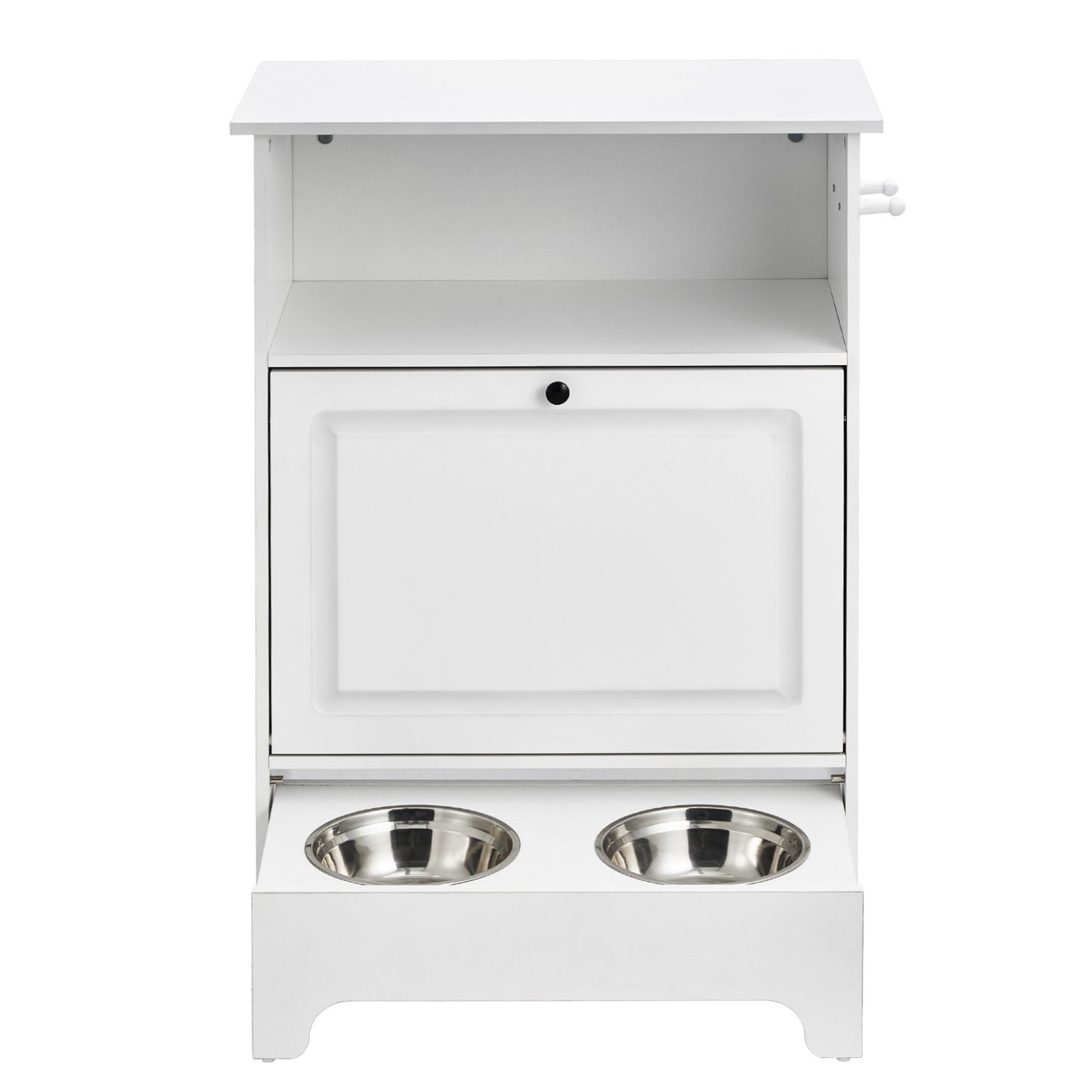 Pet Feeding Station w/ 2 Elevated Dog Bowls Dog Food & Toy Storage Cabinet - Image 9