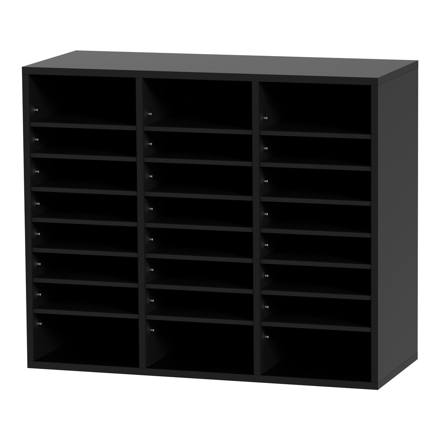 Wood Literature Organizer Adjustable File Sorter 24 Compartments Black - Image 9