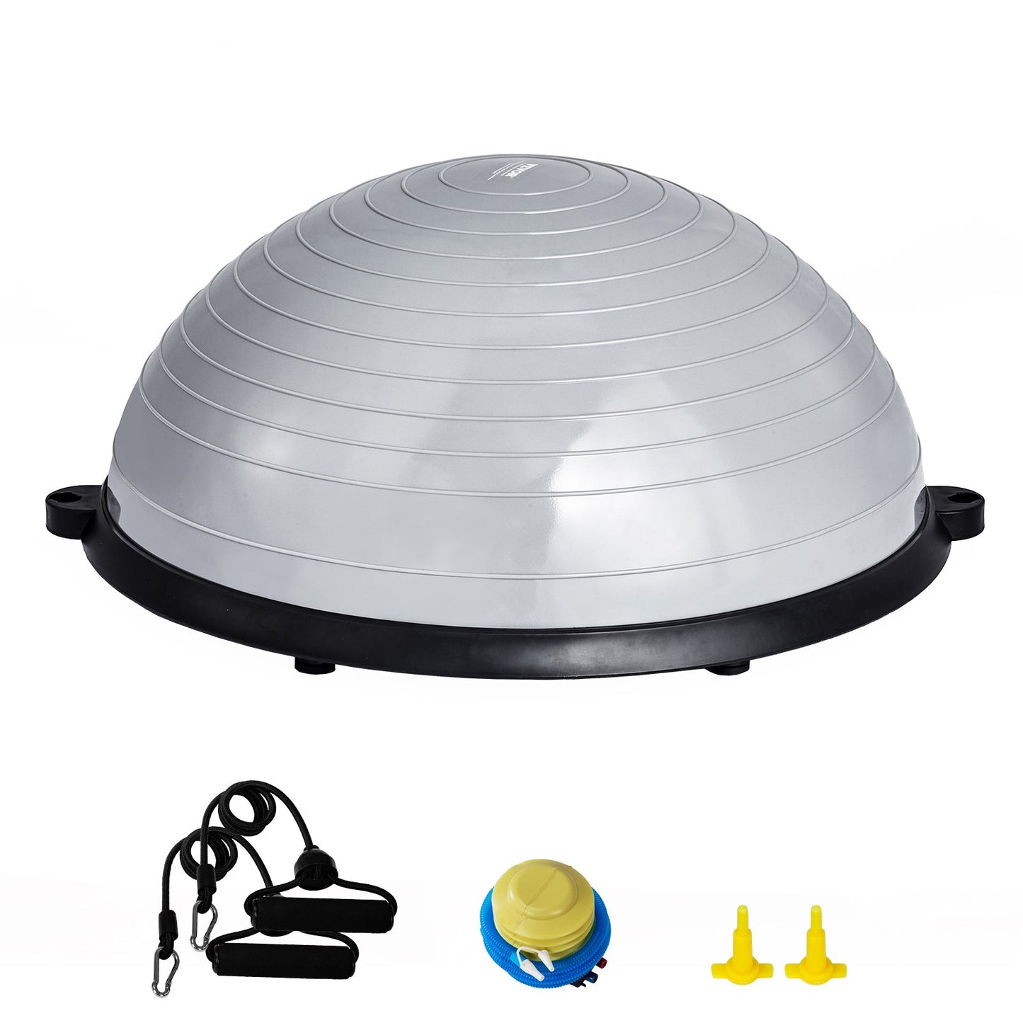 Half Exercise Ball Trainer, 23 inch Balance Ball Trainer, 660lbs Capacity Stability Ball, Yoga Ball with Resistance Bands & Foot Pump, Strength Fitness Ball for Home Gym, Full Body Workout, Gray - Image 9