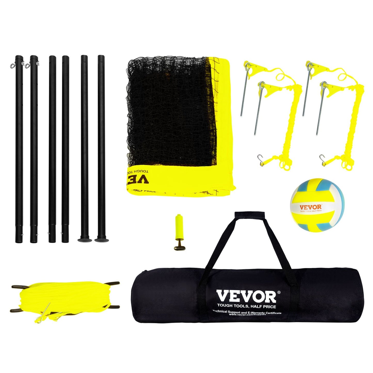 Outdoor Portable Volleyball Net System, Adjustable Height Steel Poles, Professional Volleyball Set with PVC Volleyball, Pump, Carrying Bag, Heavy Duty Volleyball Net for Backyard, Beach, Lawn - Image 9