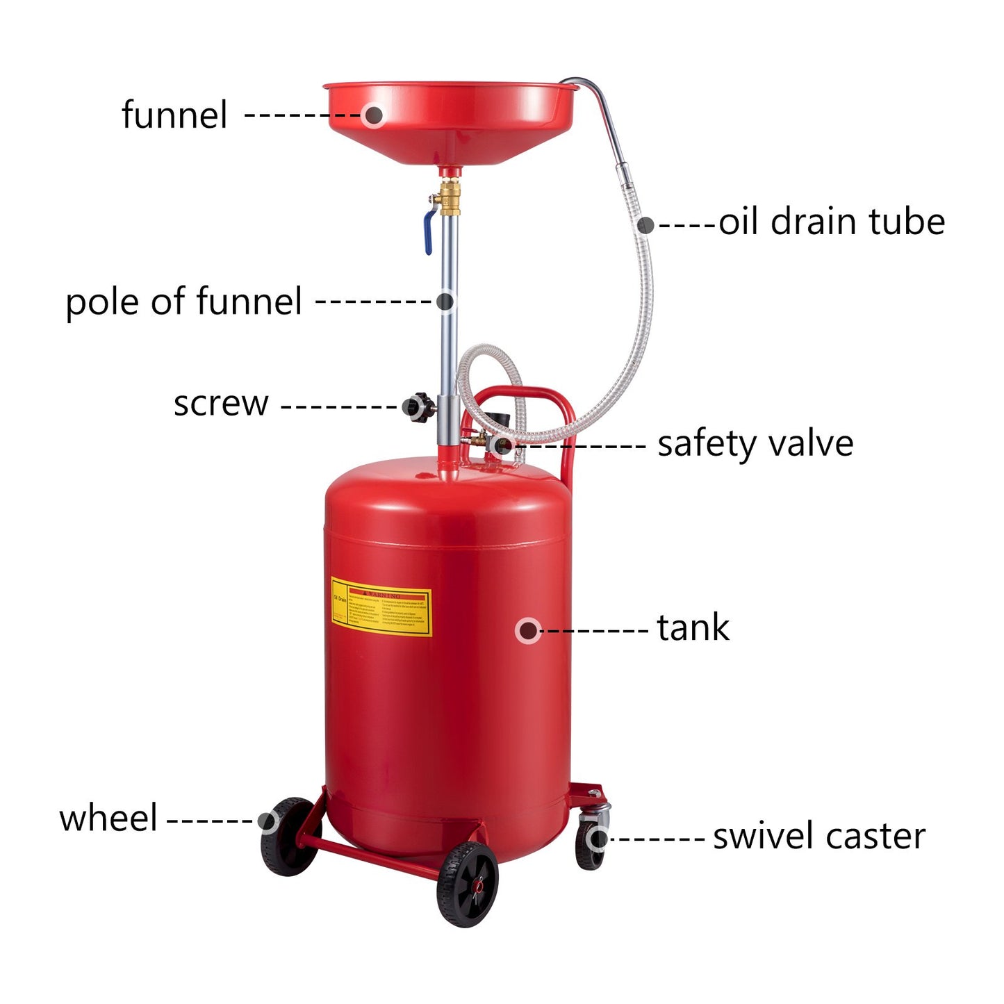 Waste Oil Drain Tank Portable Oil Drain 20 Gallon Air Operated Drainer - Image 9