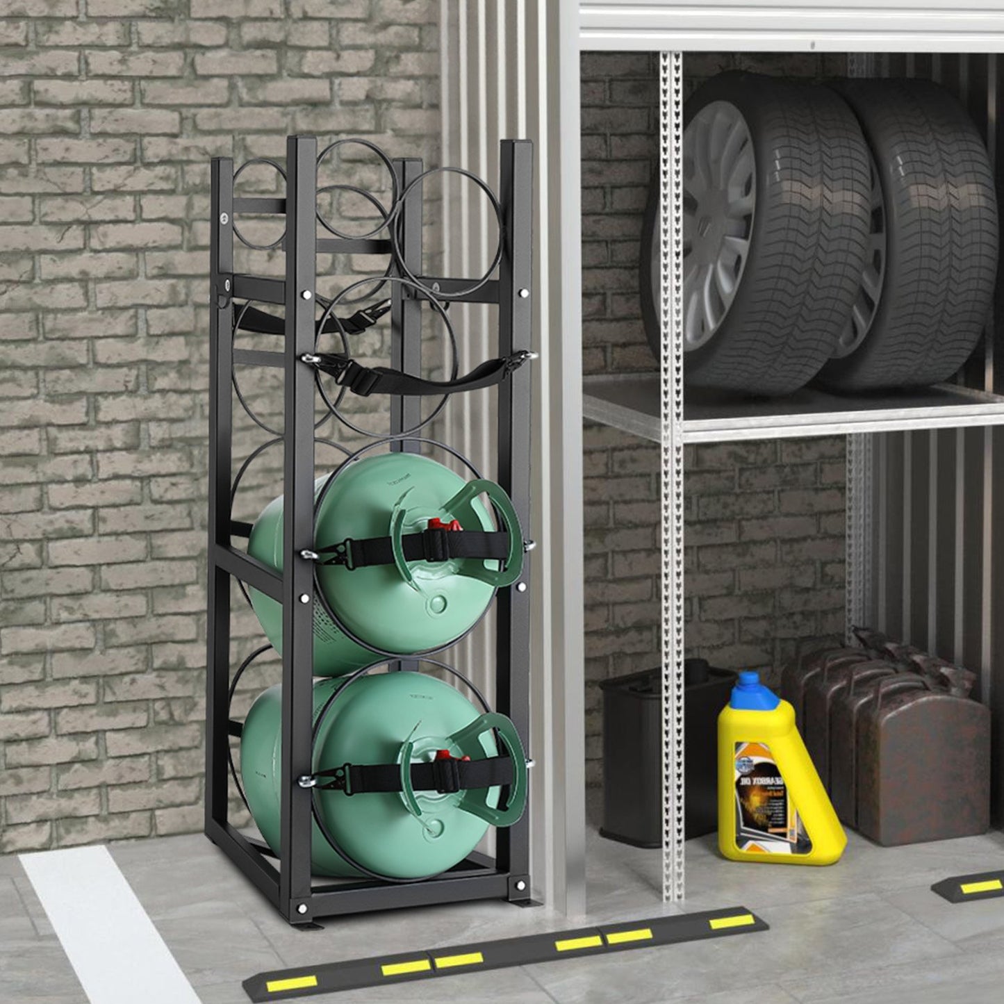 Refrigerant Tank Rack, with 2 x 30lbs and Other 3 Small Bottle Tanks, Cylinder Tank Rack 12.79x12.99x47.12 in, Refrigerant Cylinder Rack and Holders for Freon, Gases, Oxygen, Nitrogen - Image 8