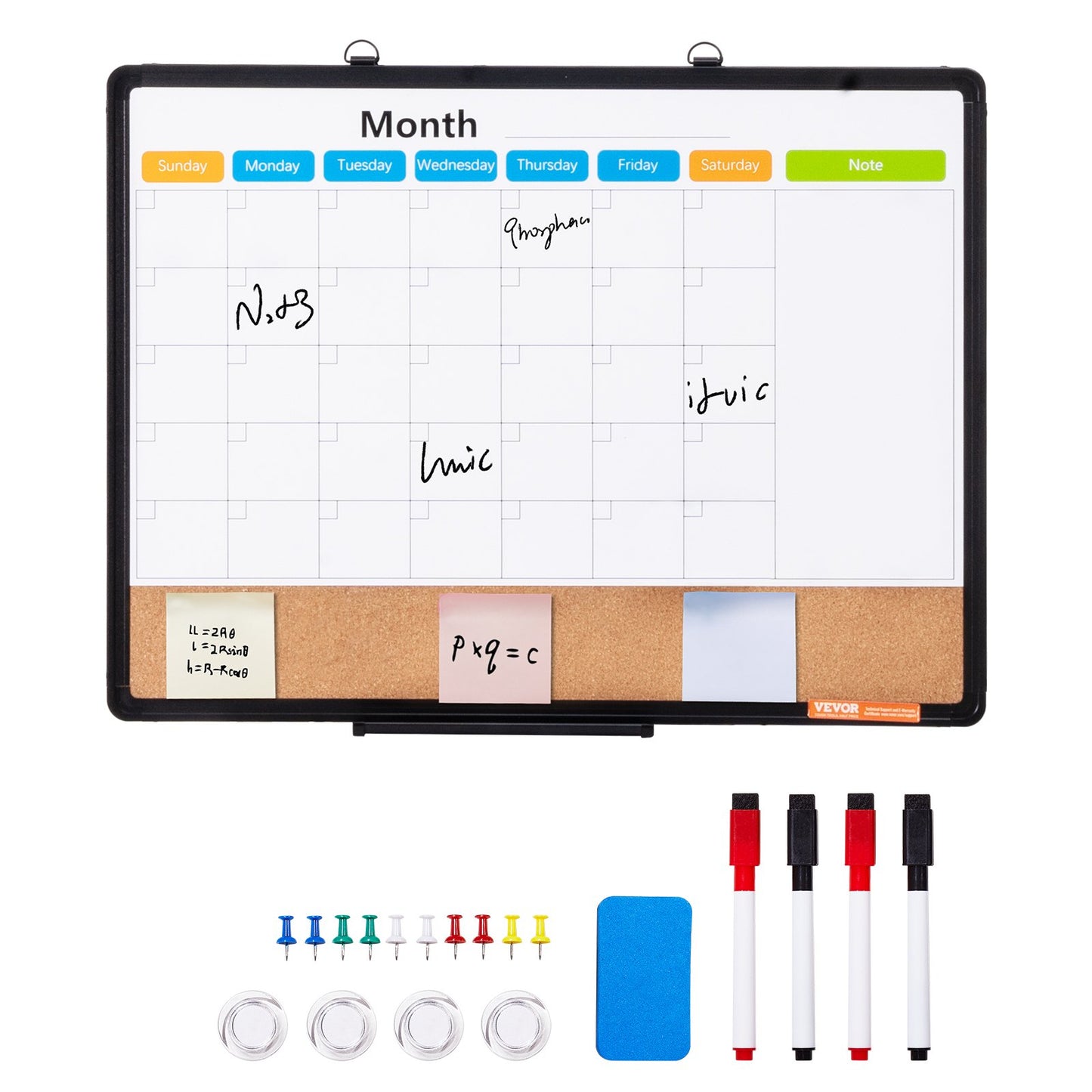 24"x 18" Monthly Calendar Whiteboard & Cork Board Combo with Aluminum Frame – 2-in-1 Magnetic Dry Erase Bulletin Board for Wall Mount – Ideal for School, Home, Office - Image 9