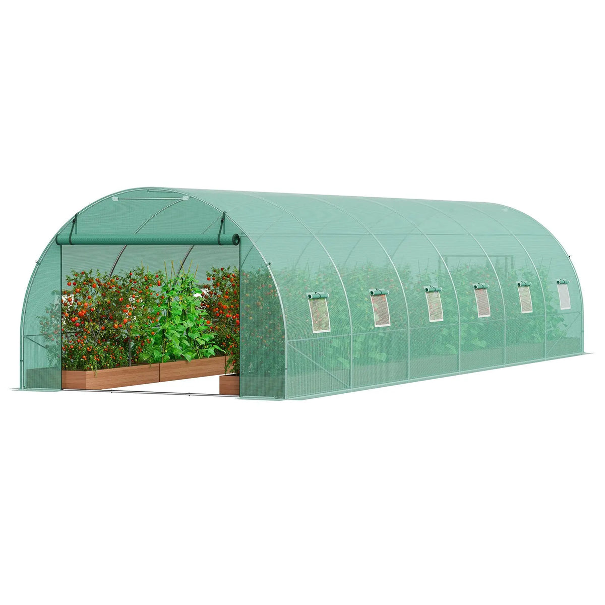 Walk-in Tunnel Greenhouse 29.2x9.7x6.5ft Galvanized Frame PE Cover Green - Image 9