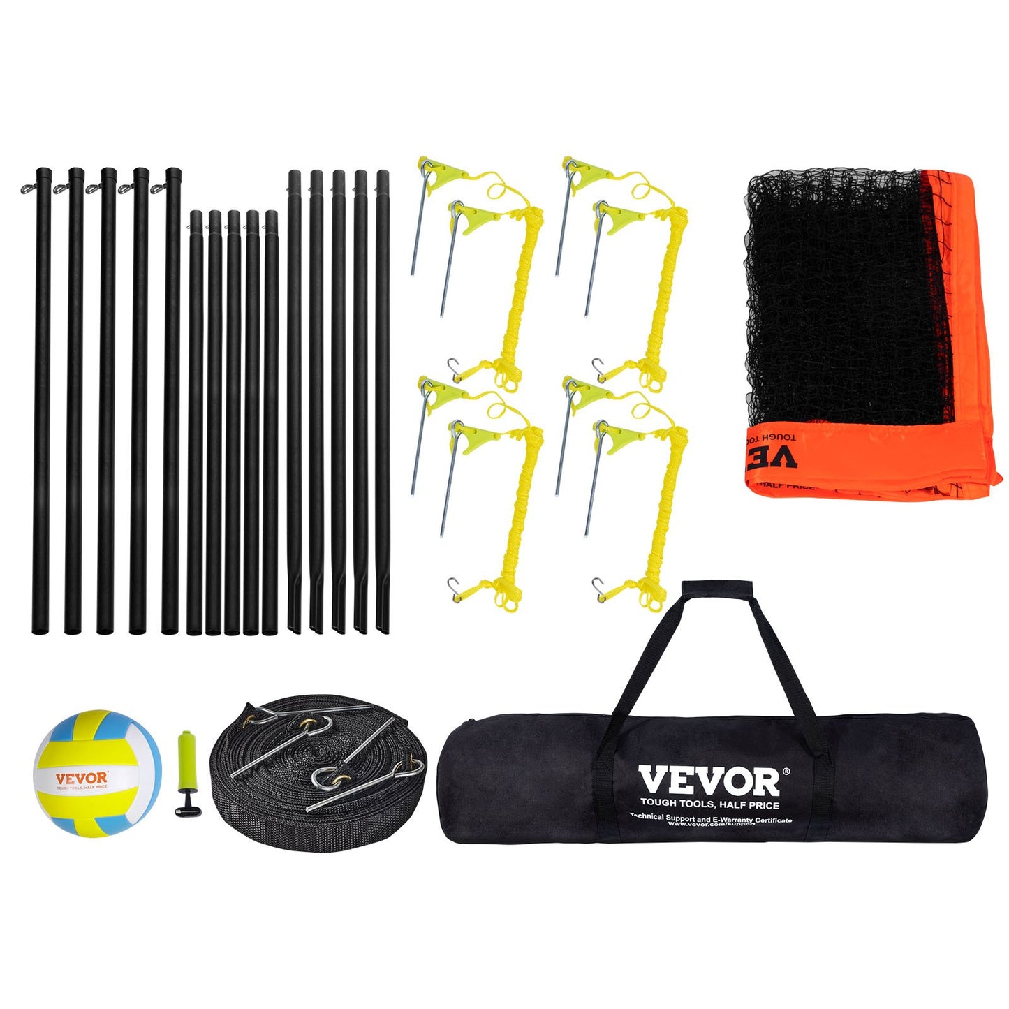 4-Way Volleyball Net, Adjustable Height Badminton Net Set for Backyard Beach Lawn, Outdoor Portable Volleyball Net with Carrying Bag, 4 Square Quick Assemble Game Set For Kids And Adults - Image 9