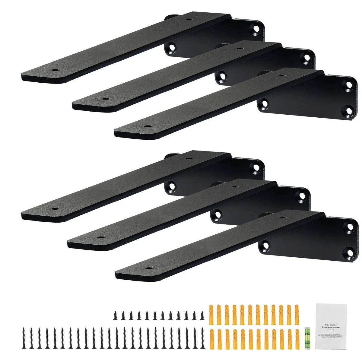 Shelf Bracket, 31cmL x 10cmW x 4.5cmH 6 Pcs, Heavy Duty Floating Shelf Brackets, Brackets for Shelves, 5mm Thick Matte Black L Shelf Bracket,Steel Shelving Brackets with 72.6 kg Load Capacity - Image 9