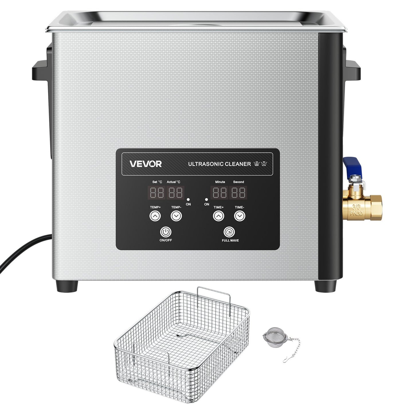 10L Ultrasonic Cleaner, Professional Ultrasonic Cleaner Machine with Cleaning Basket & Digital Display, 180W Stainless Steel 40kHz Cleaning Machine for Watches, Razors, Jewelry, Coins, and More - Image 9
