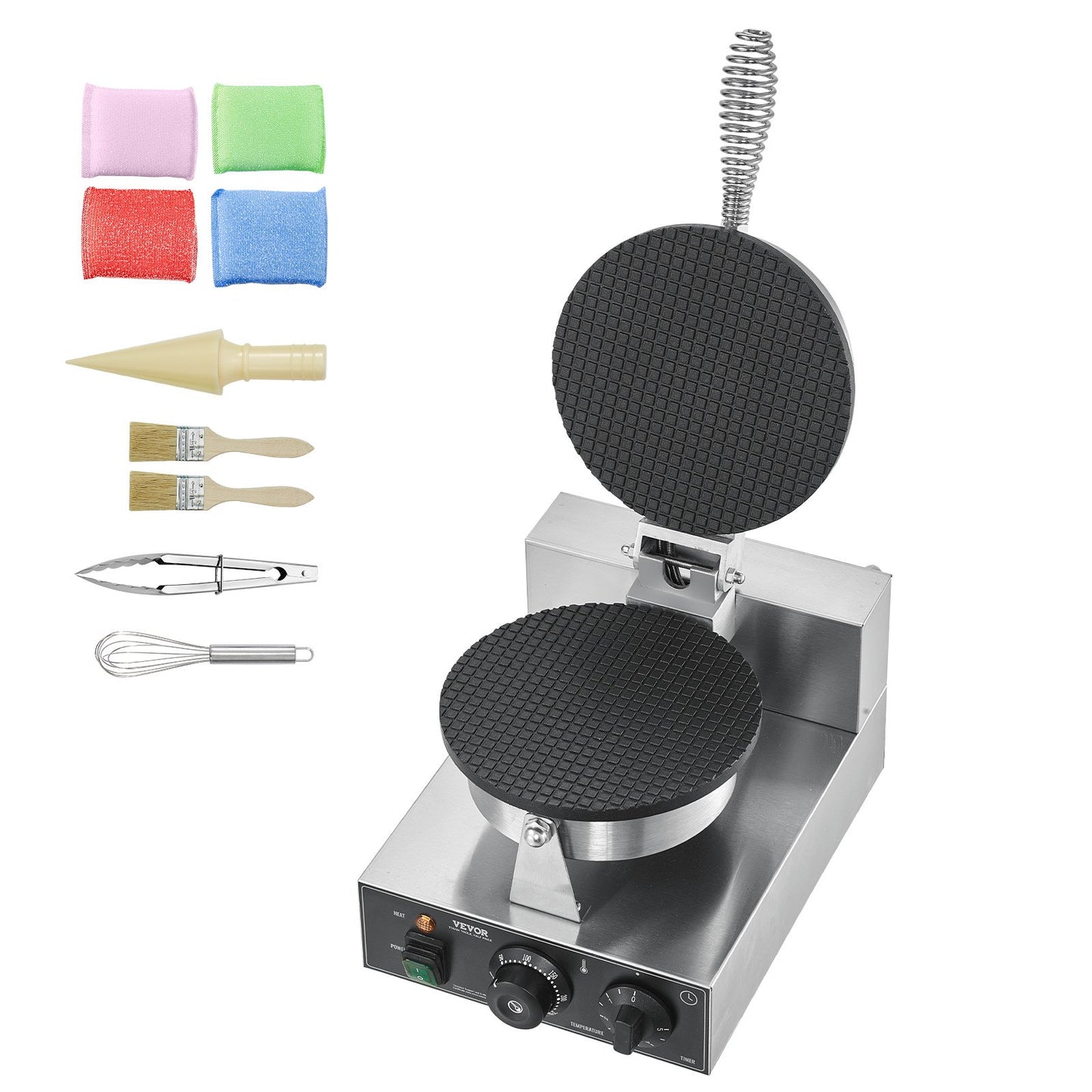 Electric Ice Cream Cone Maker, Commercial 1230W Waffle Cone Machine, Non-Stick Stainless Steel Egg Roll Mold, with Temperature and Time Control, Handle, for Restaurant Bakery Snack Bar Family - Image 9