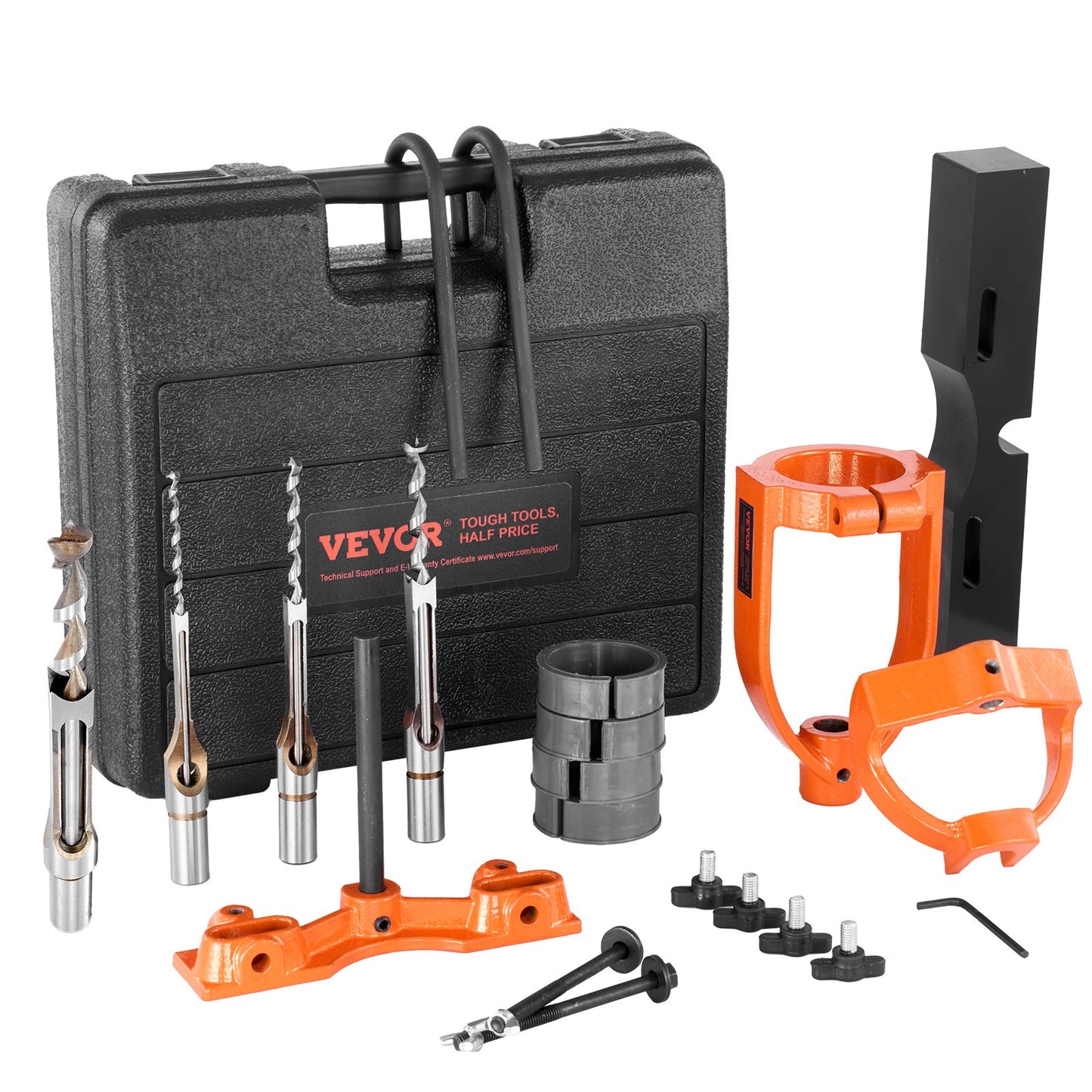 Mortising Attachment for Drill Press, 4 Model Drills Square Hole Chisel Set, Bench Drill Locator Set Mortise and Tenon Tools with 5 Bushings, for Woodworking Mortising Tenoning Drilling Machine - Image 9