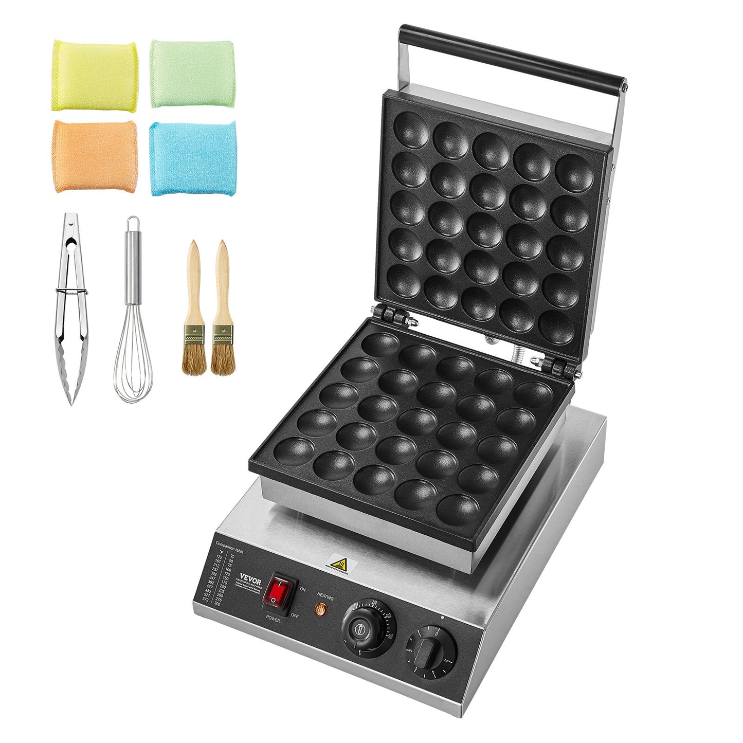 Mini Dutch Pancake Maker, 25PCS 43mm Diameter Dorayaki Baker Machine, 1700W Commercial Electric Poffertjes Grill, Non-stick Stainless Steel, Temp & Time Control, for Home Kitchen Restaurant - Image 9