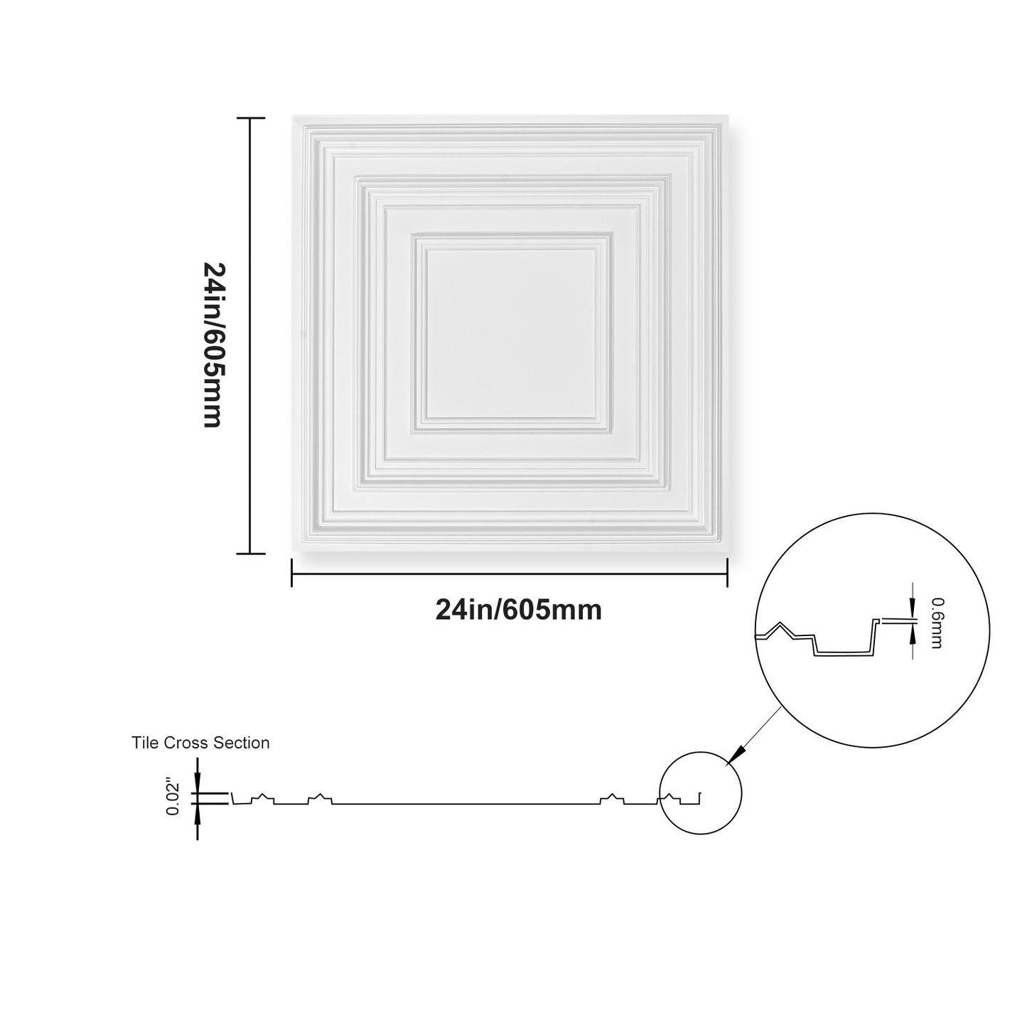 Ceiling Tiles 12-Pack 24 x 24 in PVC Easy Installation White Peg Pattern - Image 9