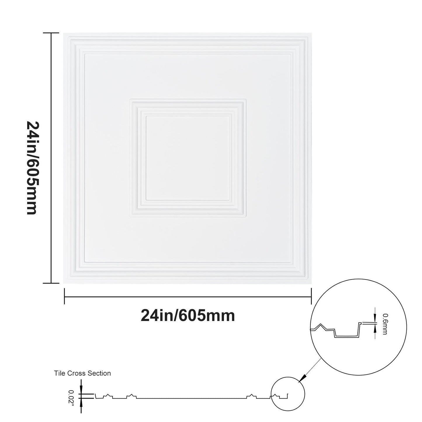 Ceiling Tiles 12-Pack 24 x 24 in PVC Easy Installation White Geometric - Image 9