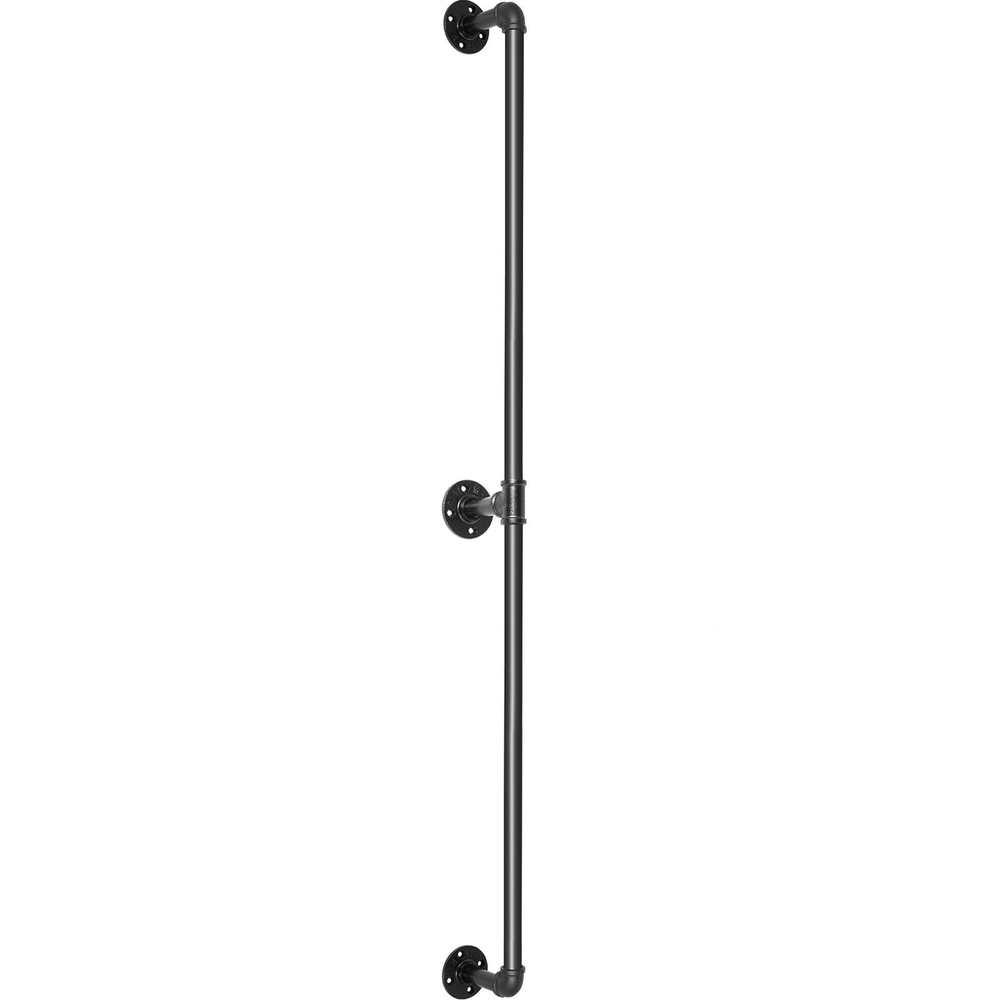 Pipe Stair Handrail, 1.8m Staircase Handrail, 200KG Load Capacity Carbon Steel Pipe Handrail, Industrial Pipe Handrail with Wall Mount Support, Round Corner Wall Handrailings for Indoor, Outdoor - Image 9
