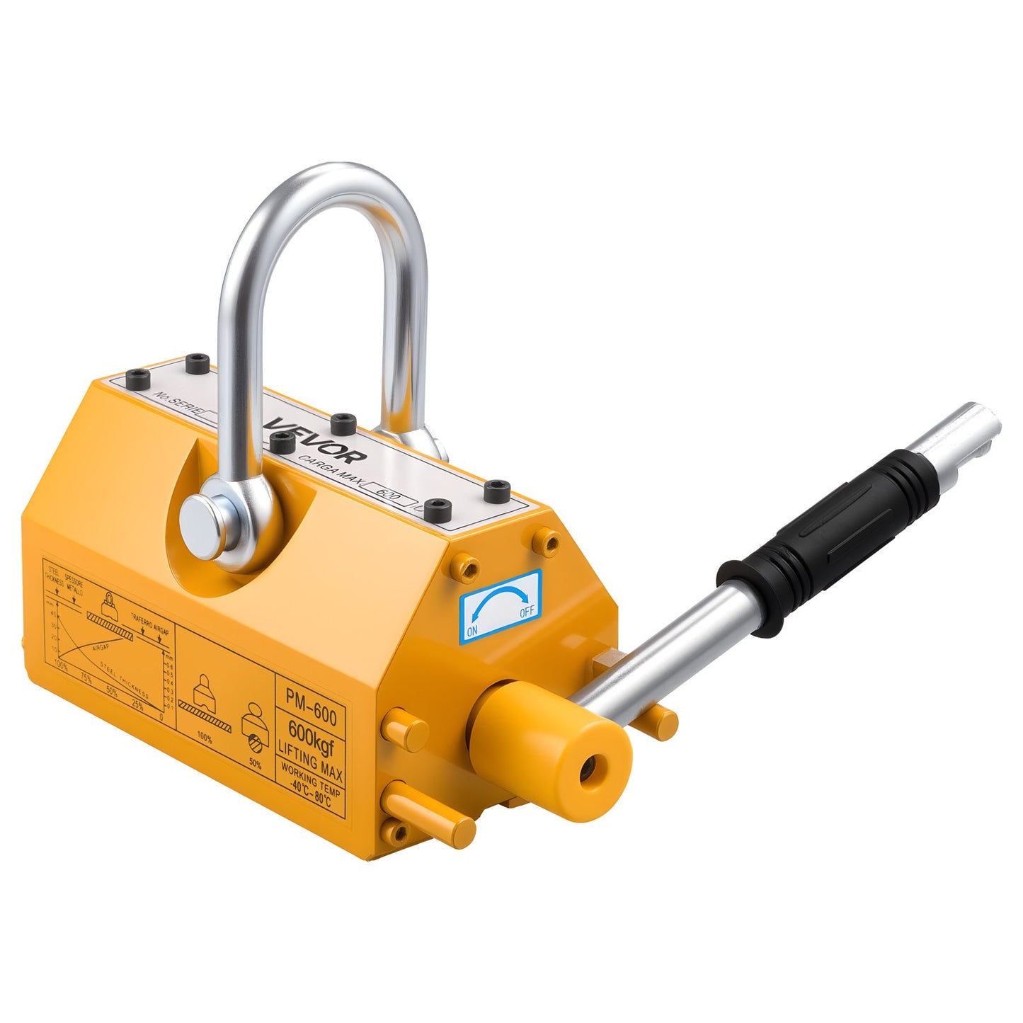 Permanent Magnetic Lifter, 600 kg Pulling Capacity, Heavy Duty N42 Neodymium Lifting Magnet with Release Handle and Steel Hook, Used in Shop Crane and Hoist, for Lifting Plate Steel, Board - Image 9
