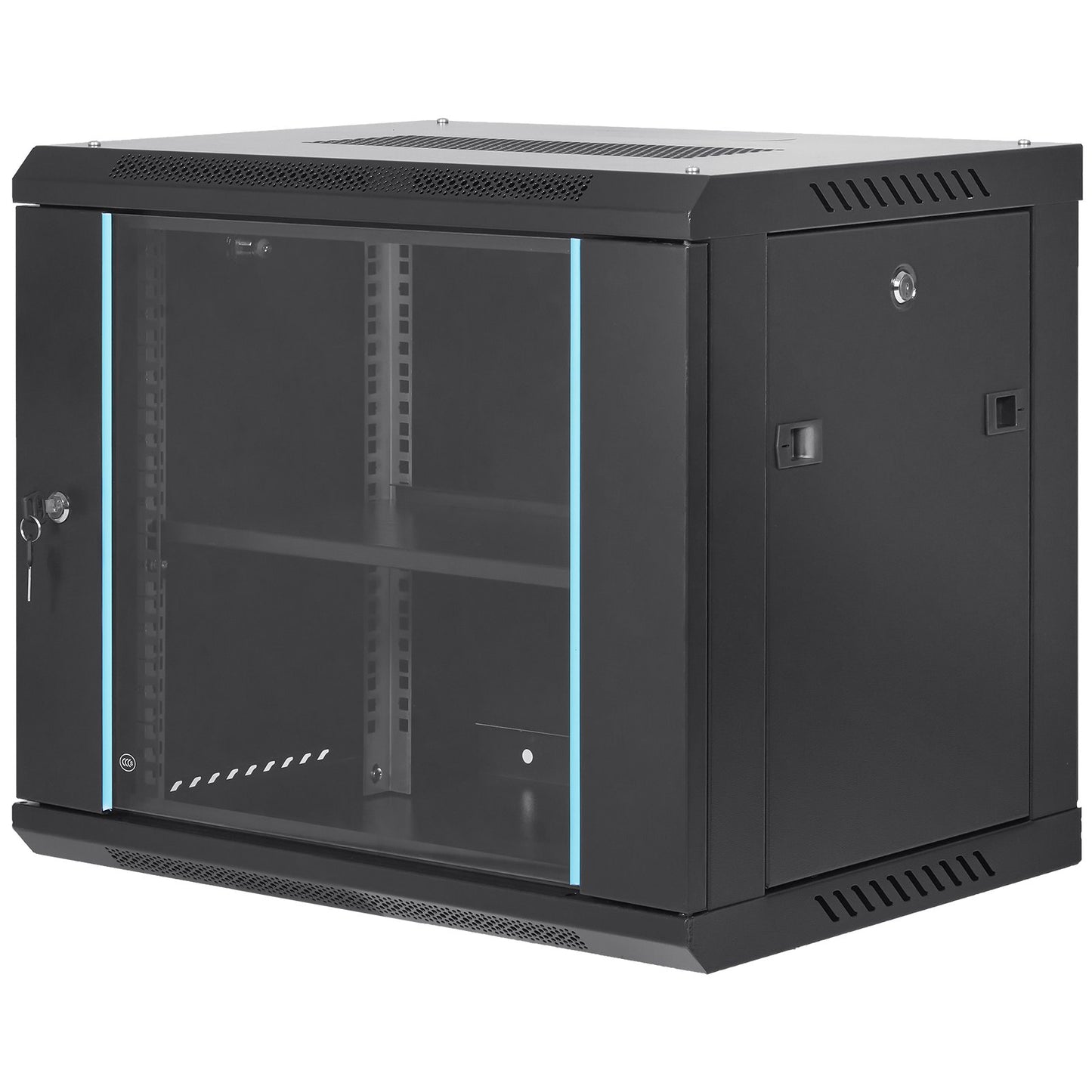 9U Wall Mount Network Server Cabinet, 39.37 cm Deep, Server Rack Cabinet Enclosure, 90.7 kg Max. Ground-mounted Load Capacity, with Locking Glass Door Side Panels, for IT Equipment, A/V Devices - Image 9