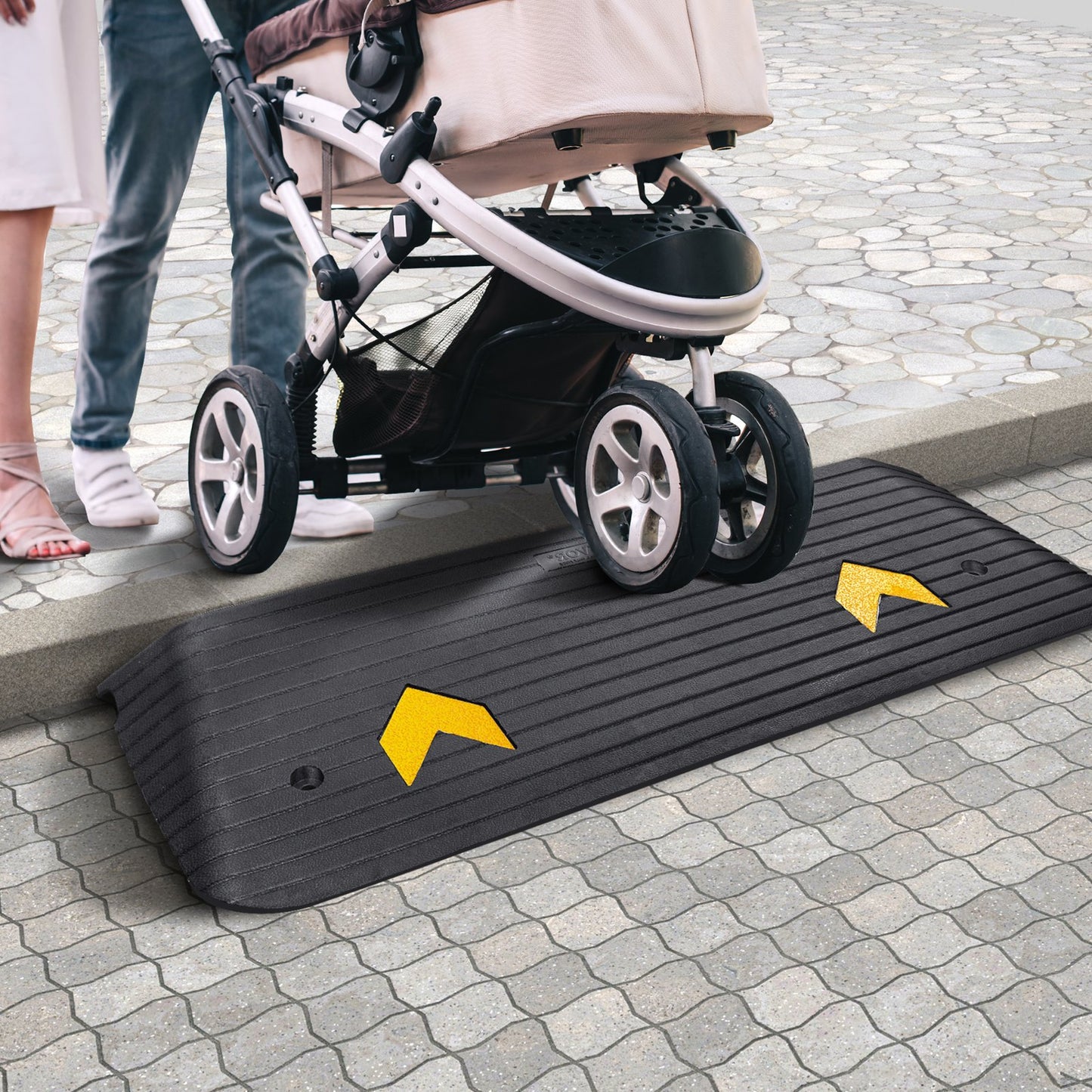 Rubber Threshold Ramp, 5 cm Rise Threshold Ramp Doorway, Recycled Rubber Power Threshold Ramp Rated 15 tons Load Capacity, Non-Slip Surface Rubber Solid Threshold Ramp for Wheelchair and Scooter - Image 8