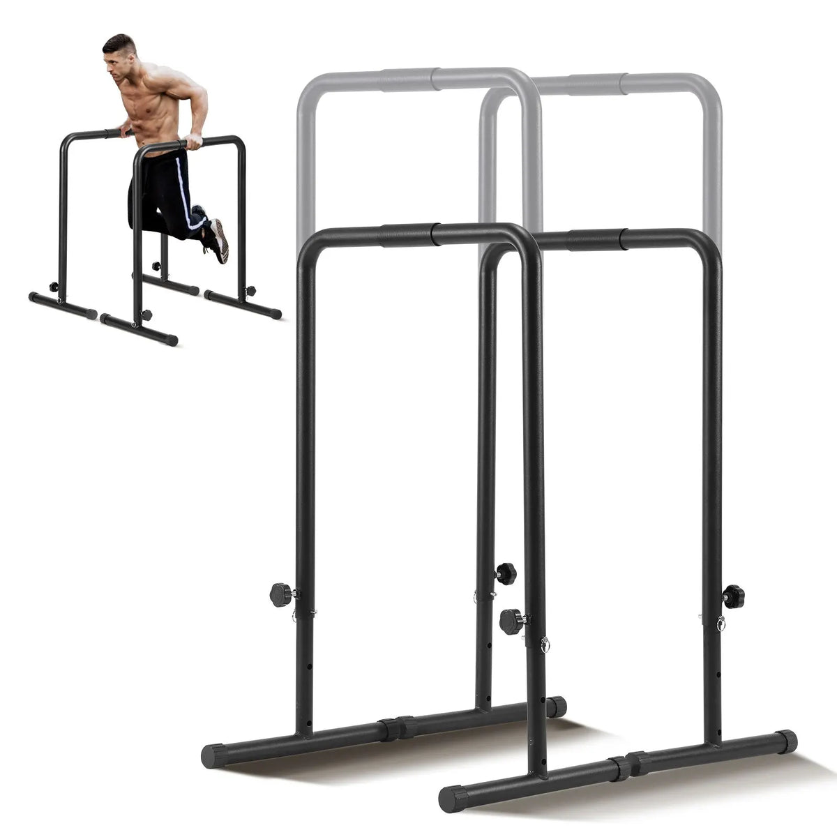 Dip Bars, 200 kg Capacity, Heave Duty Dip Stand Station with Adjustable Height, Fitness Workout Dip Bar Station Stabilizer Parallette Push Up Stand, Parallel Bars for Strength Training Home Gym - Image 9